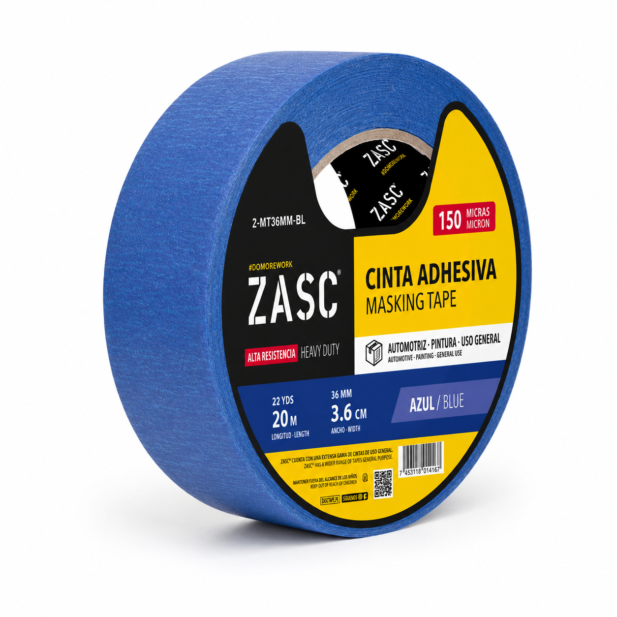 Cinta Adhesiva de Papel Azul ZASC / Z-MT36MM-BL