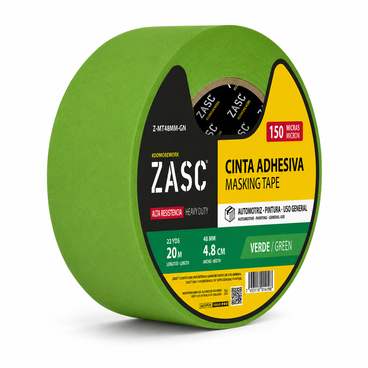 Cinta Adhesiva de Papel Verde ZASC / Z-MT48MM-GN