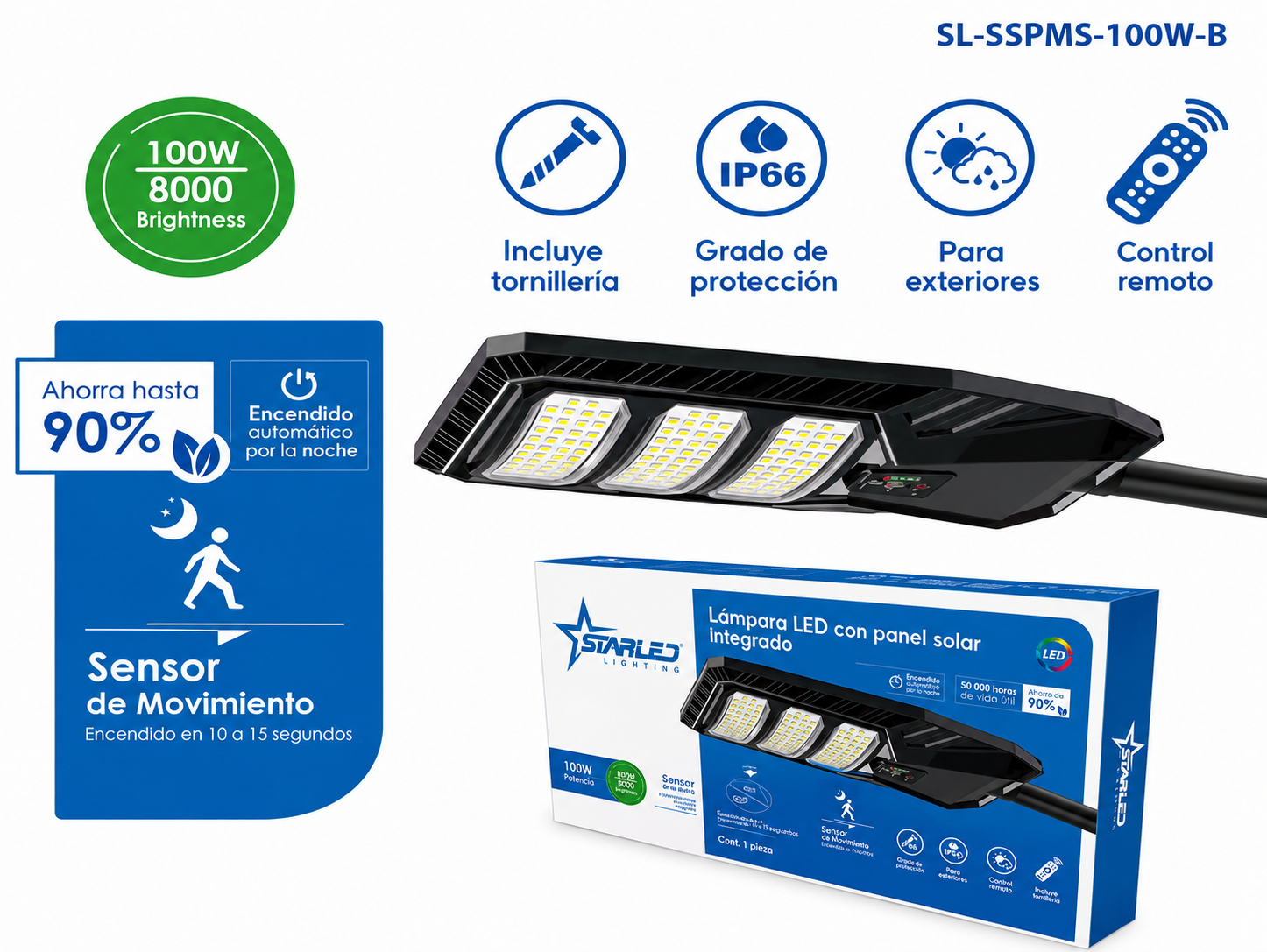Solar LED Lamp with Motion Sensor 100W Starled / SL-SSPMS-100W-B