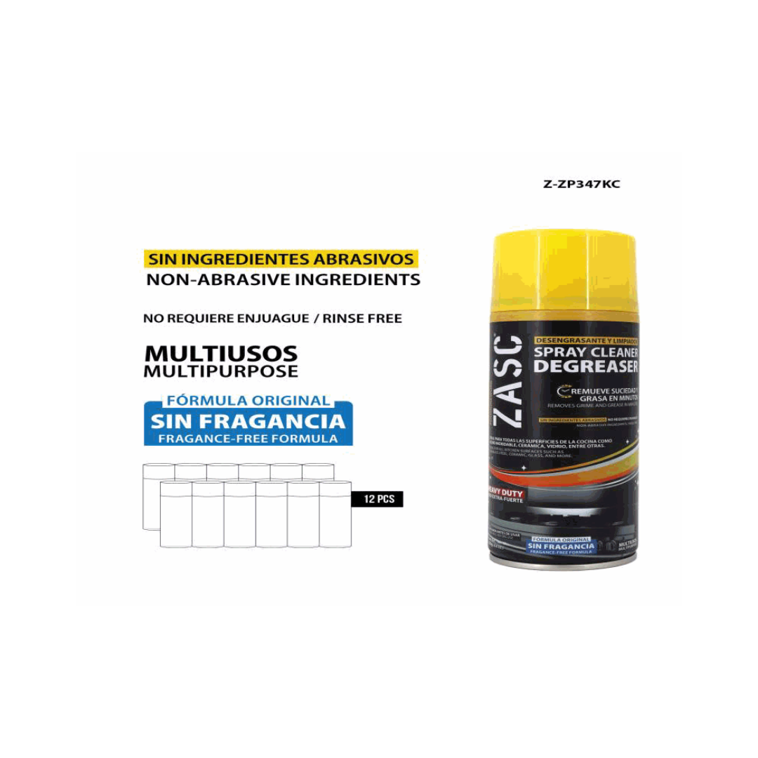 ZASC Nettoyant Dégraissant Multi-Usages en Spray – Sans Parfum (400 ml / 13.5 oz)