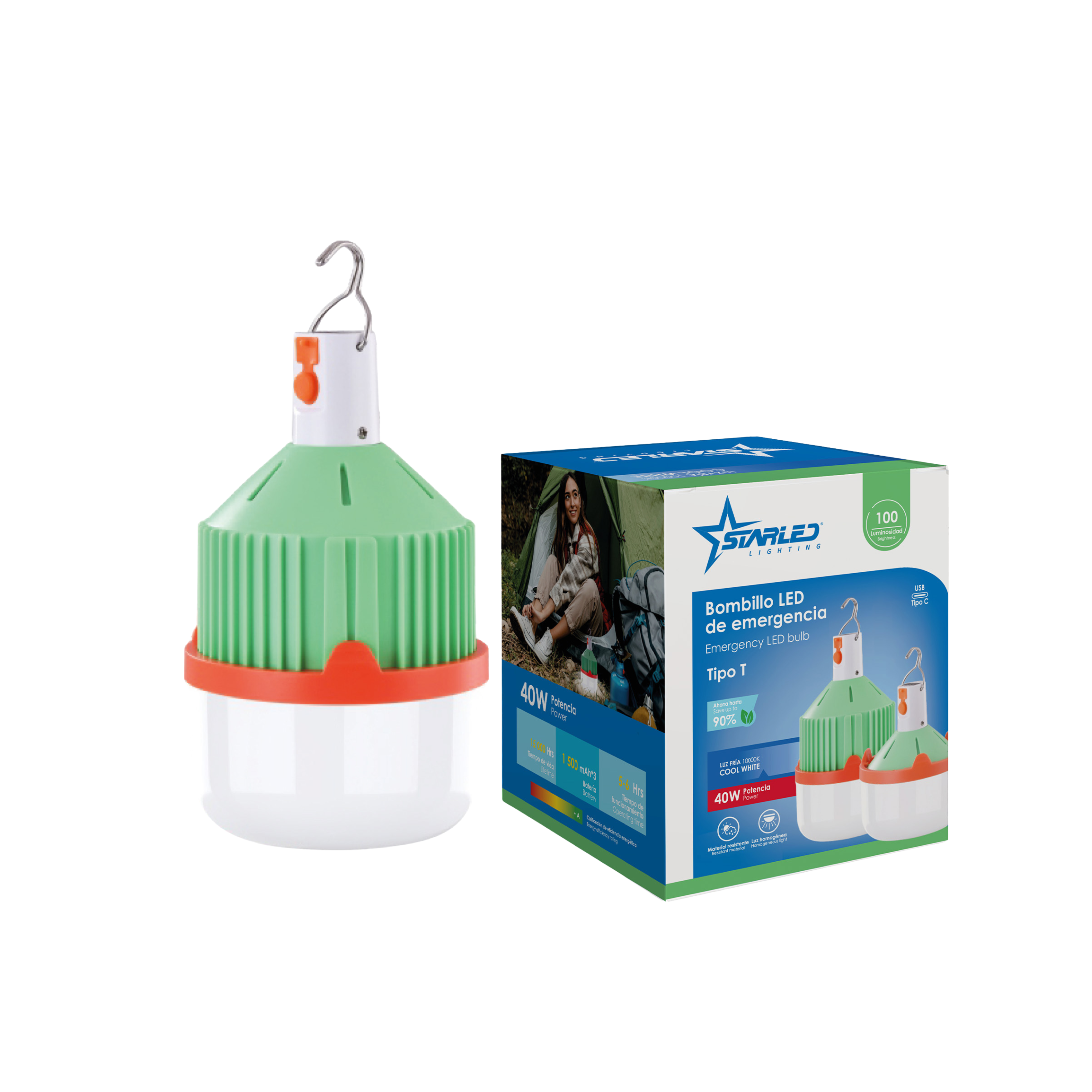 Bombillo LED Emergencia Verde 40W Starled / SL-LREB-40W-GN