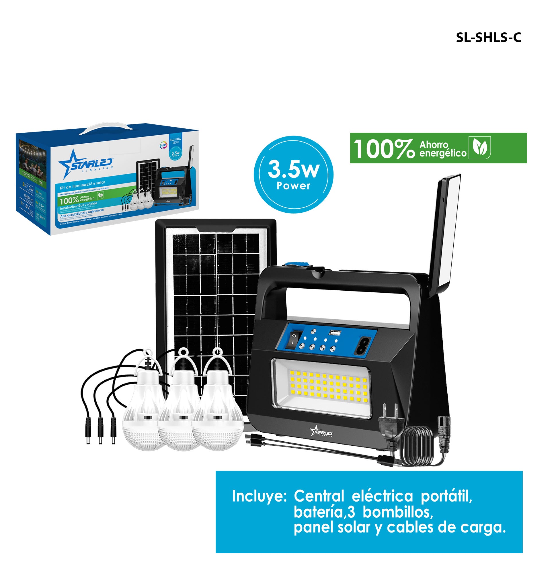 Kit d’Éclairage Solaire 3.5W Starled Lighting / SL-SHLS-C