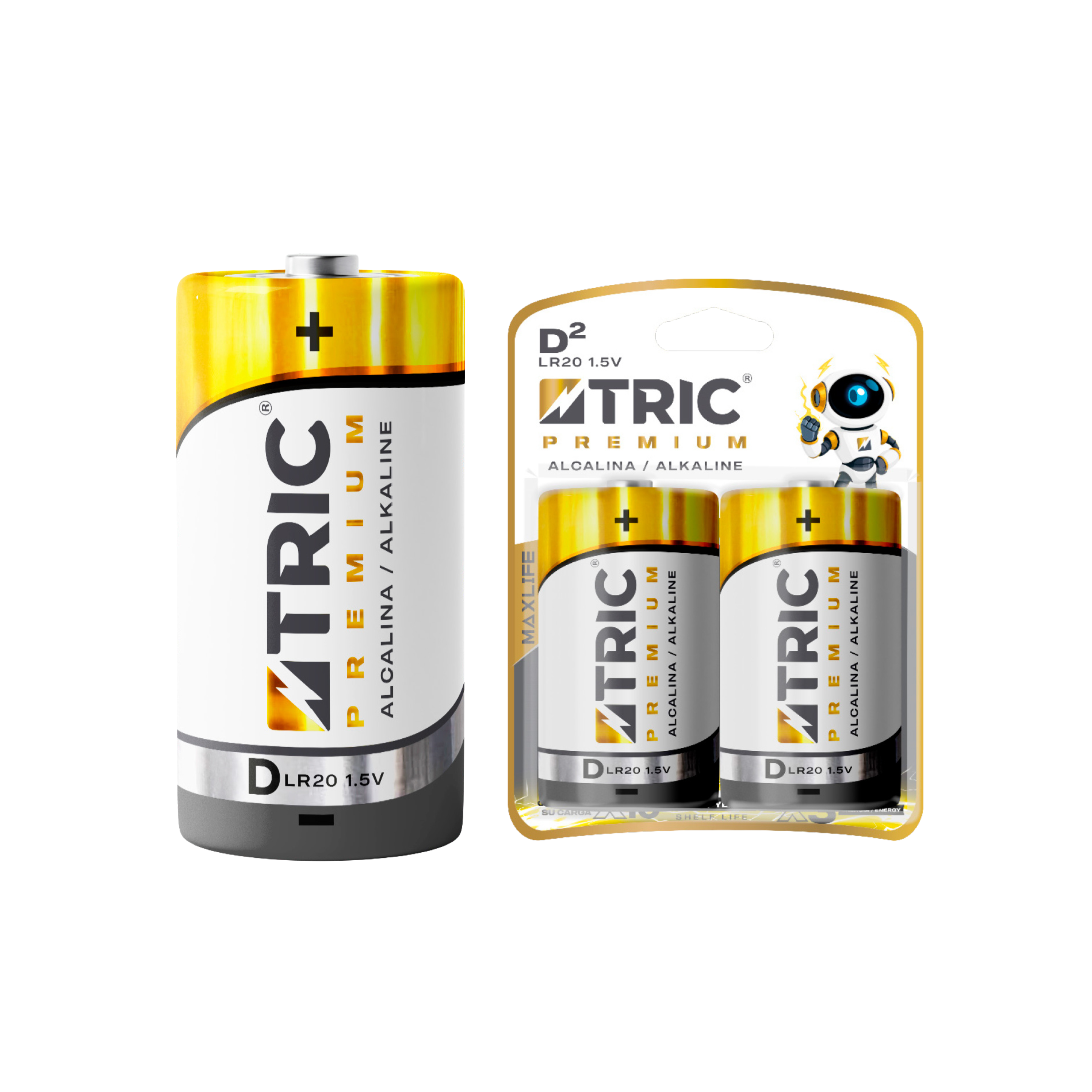 Batería Alcalina D LR20 1.5V TRIC / T-BAA-D-2PK