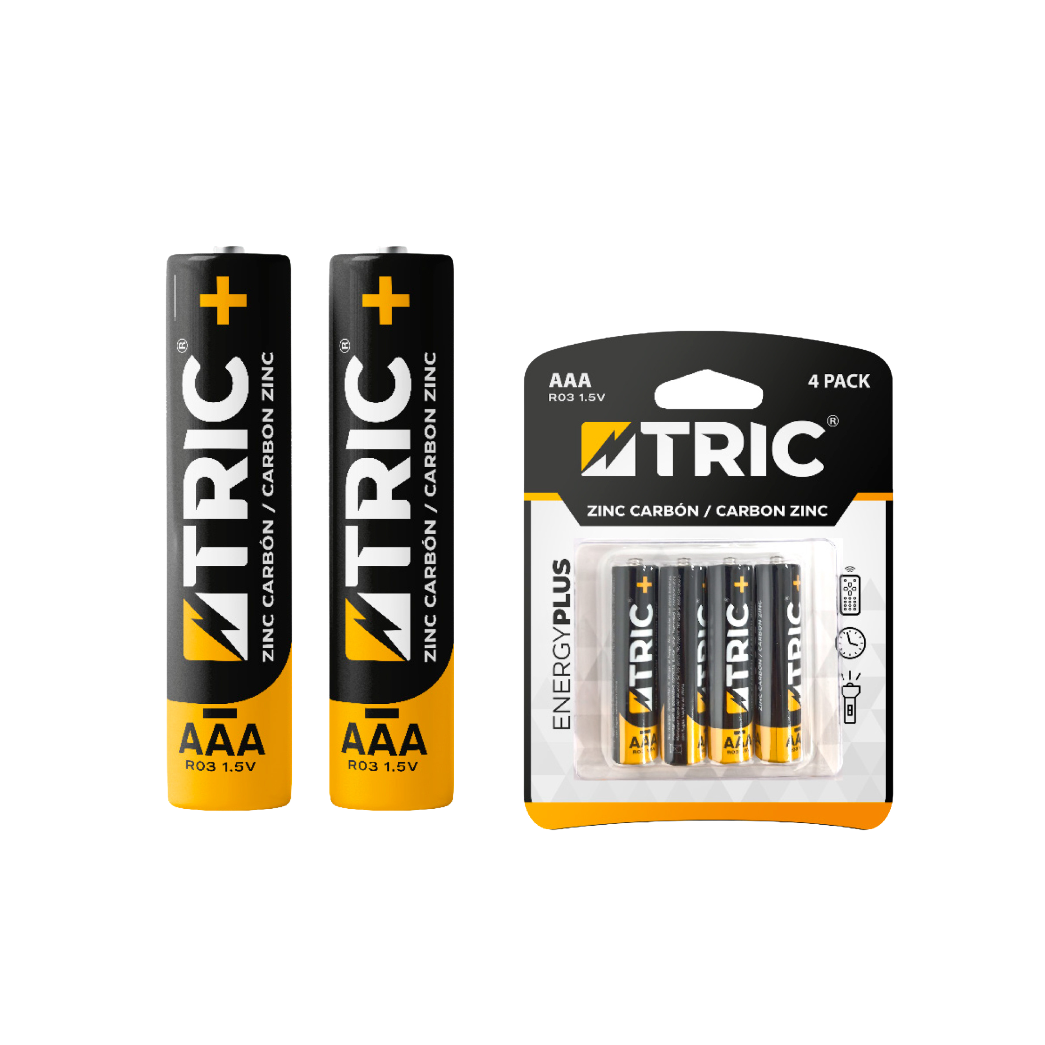 Batería Zinc Carbón AAA R03 1.5V TRIC / T-BAC-3A-4PK