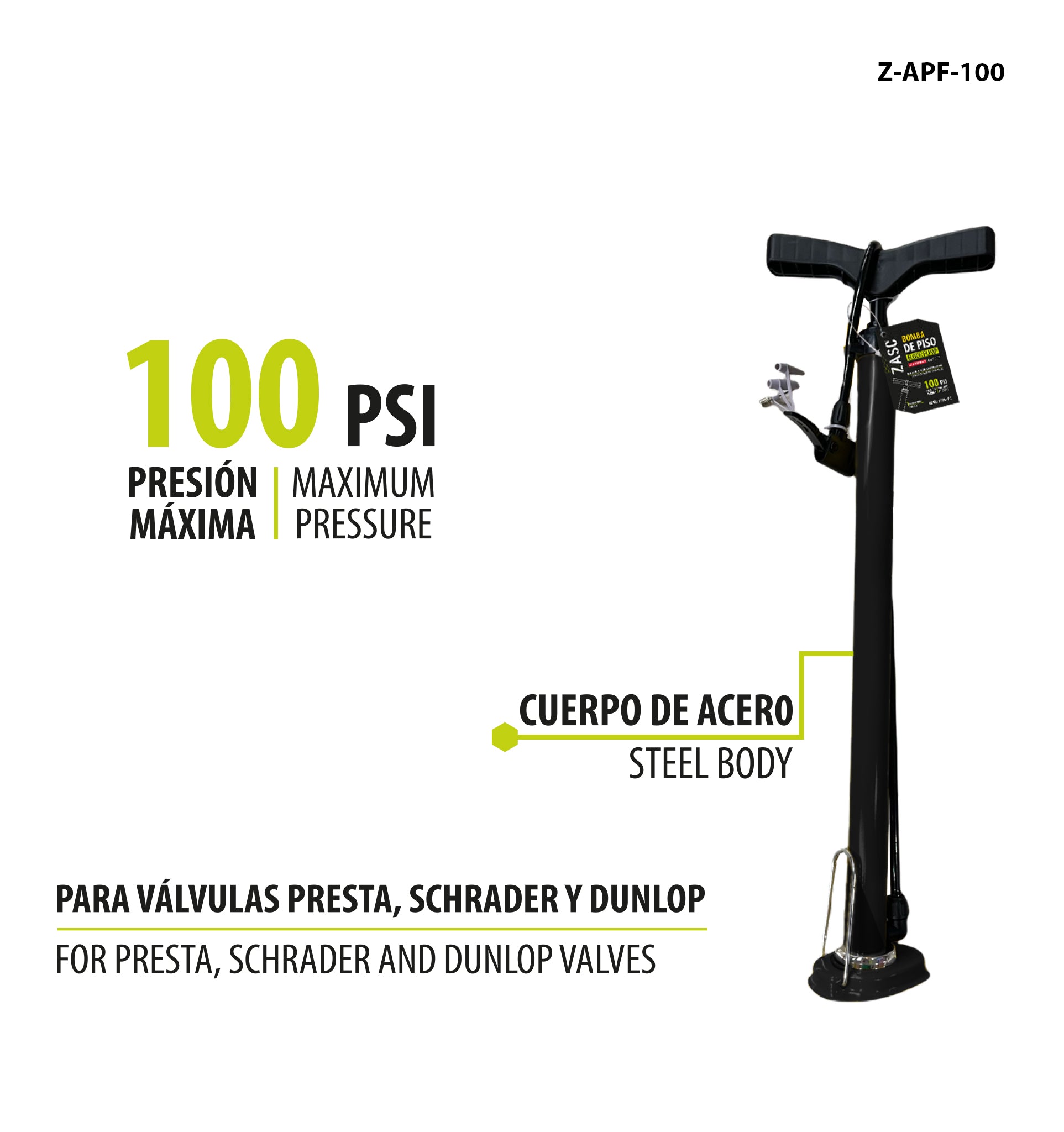 Floor Pump 100 PSI ZASC / Z-APF-100