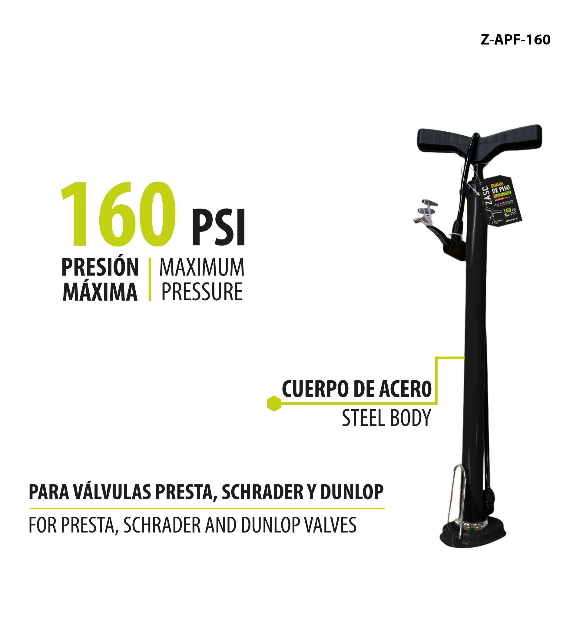 Floor Pump 160 PSI ZASC / Z-APF-160