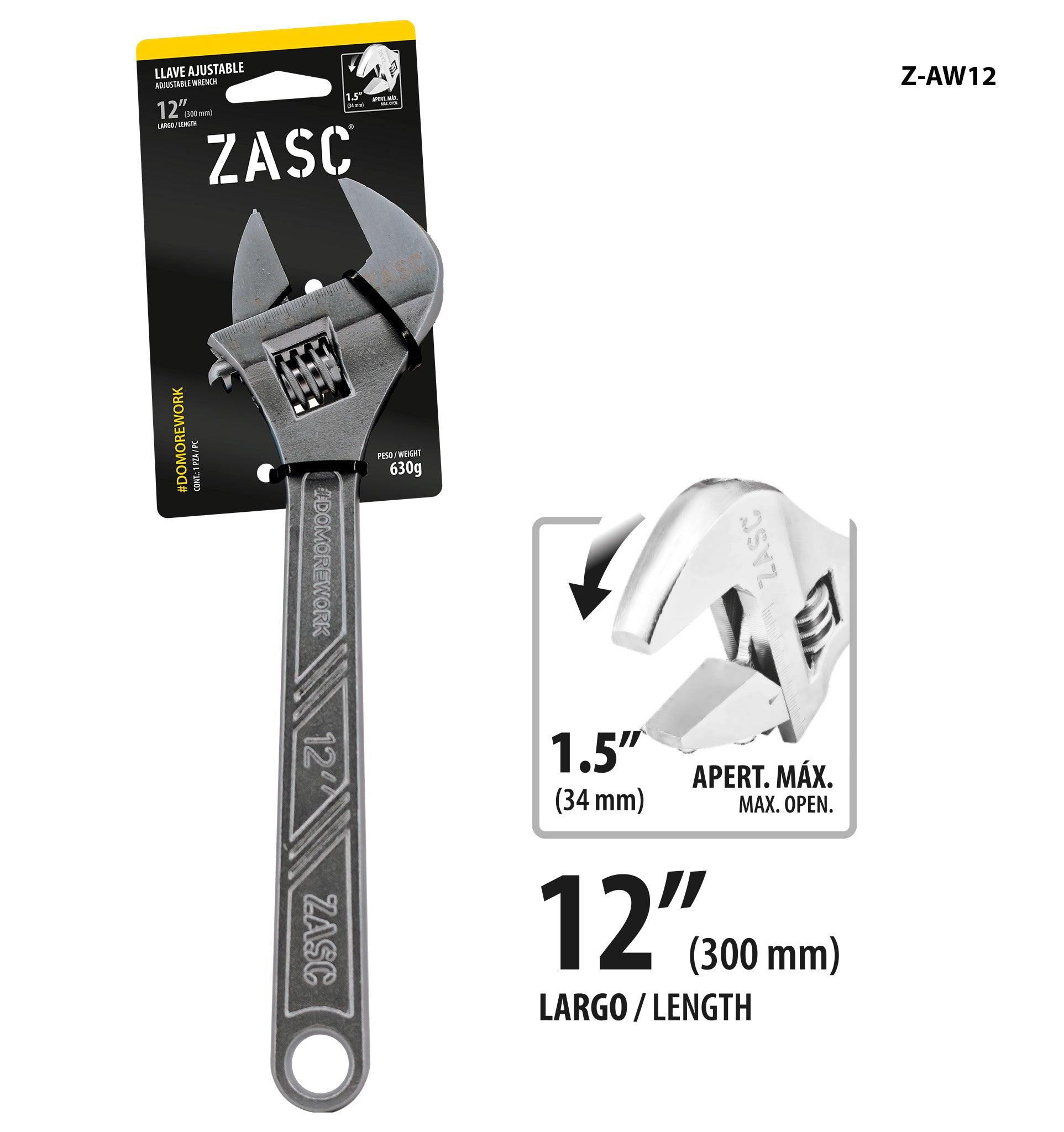 Llave Ajustable 630g Zasc / Z-AW12