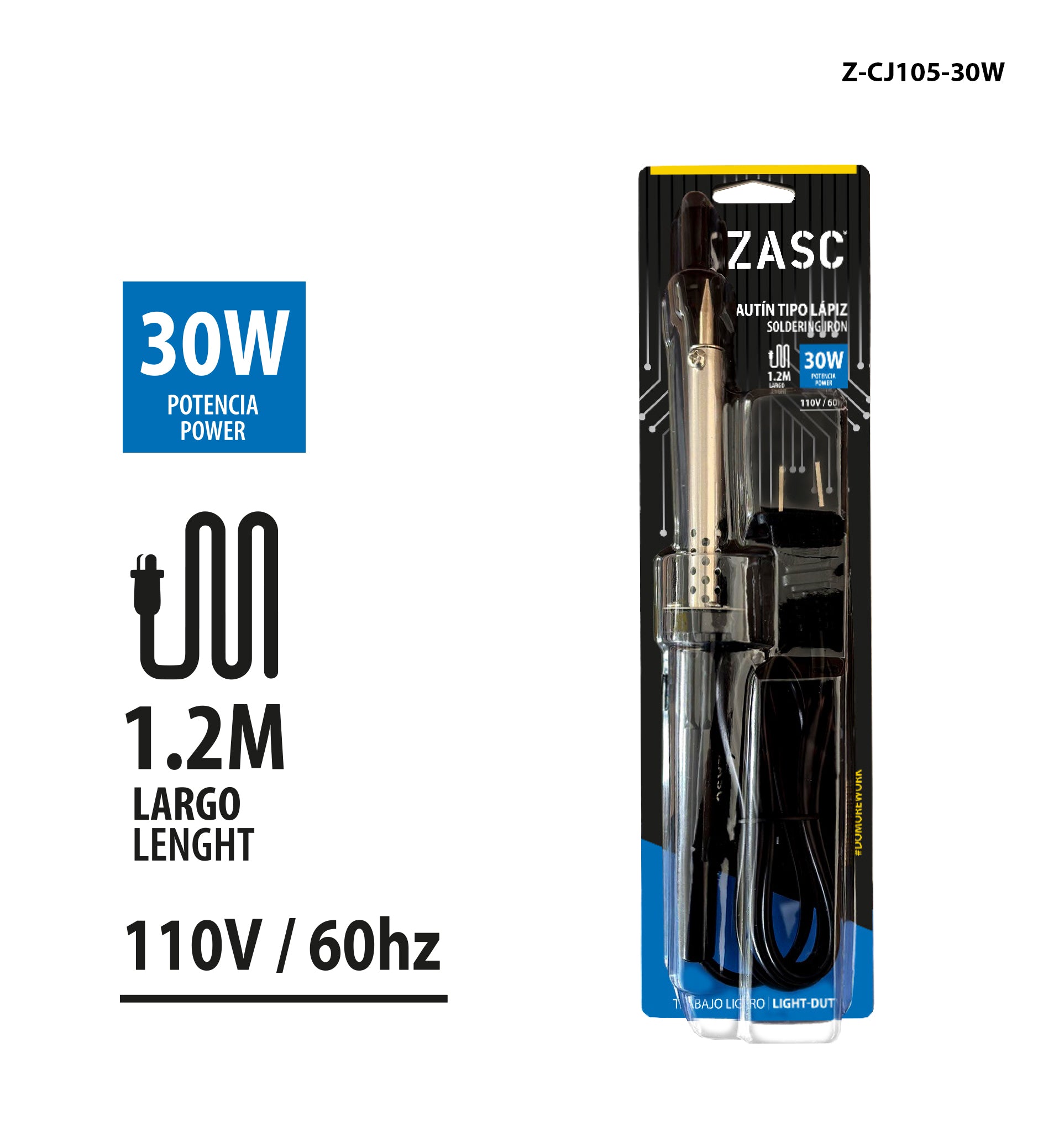 Fer à Souder Type Crayon 30W Manche Noir ZASC / Z-CJ105-30W