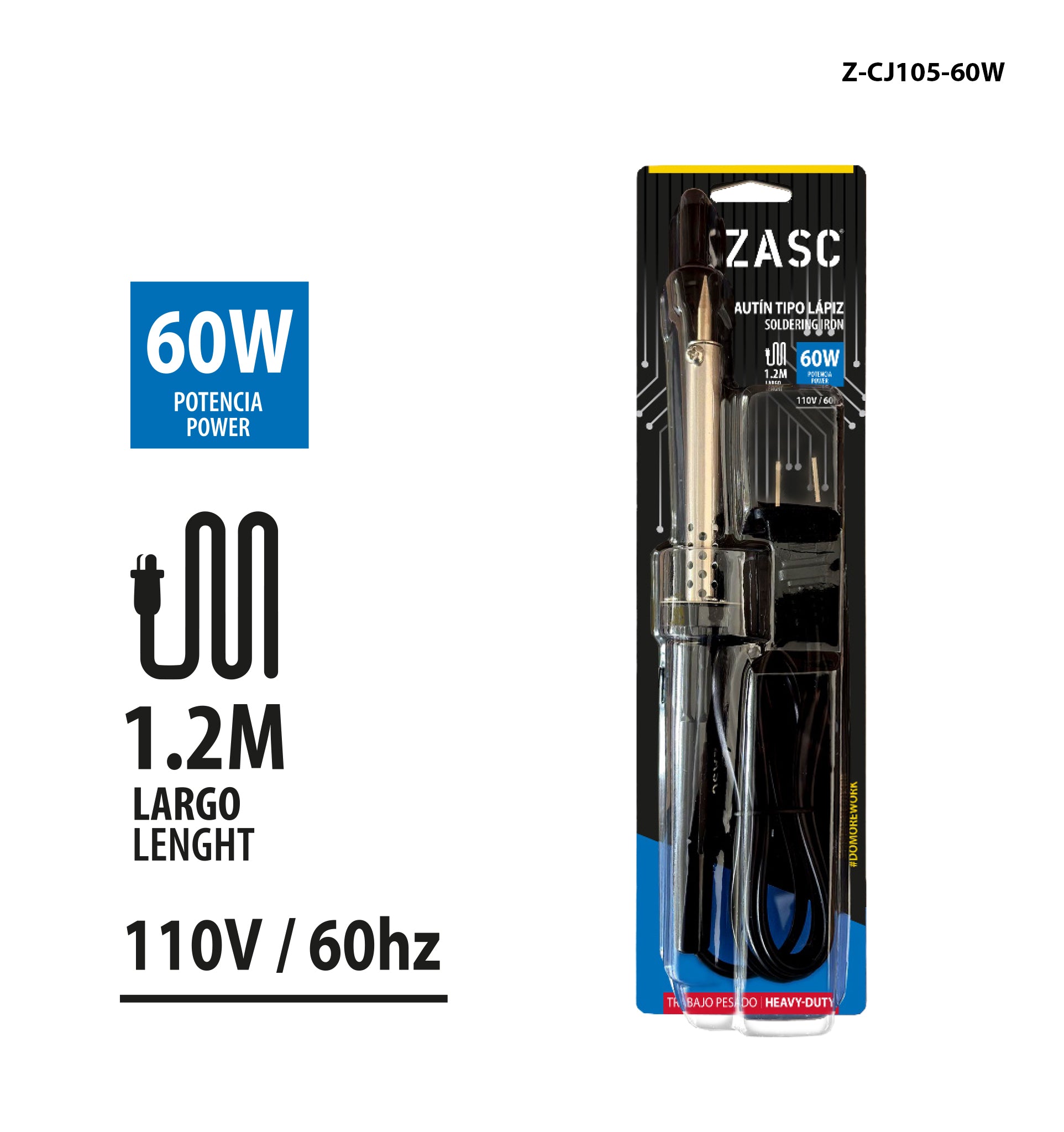 Fer à Souder Type Crayon 60W Manche Noir ZASC / Z-CJ105-60W