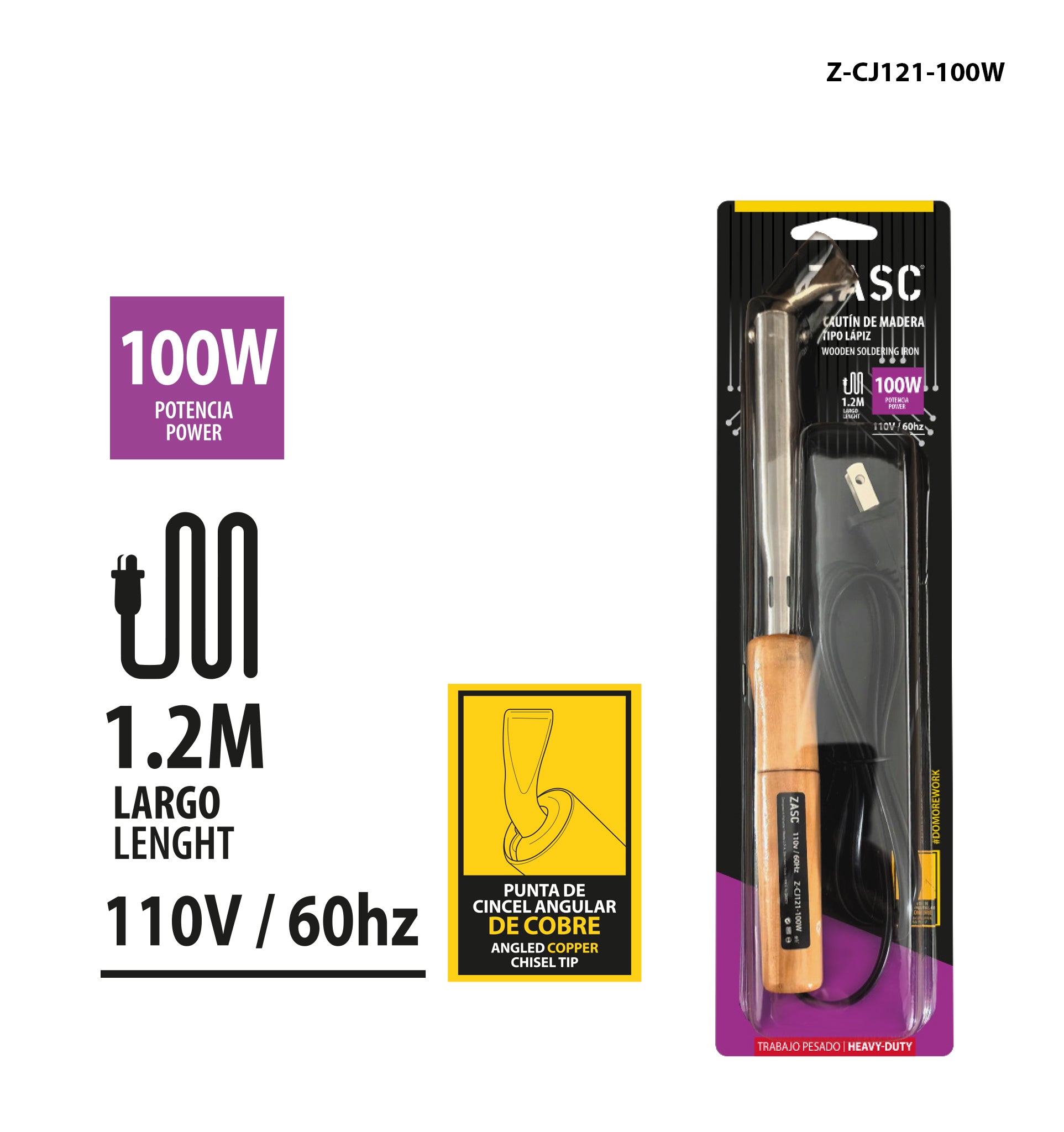 Cautín Alto Voltaje 100W ZASC / Z-CJ121-100W