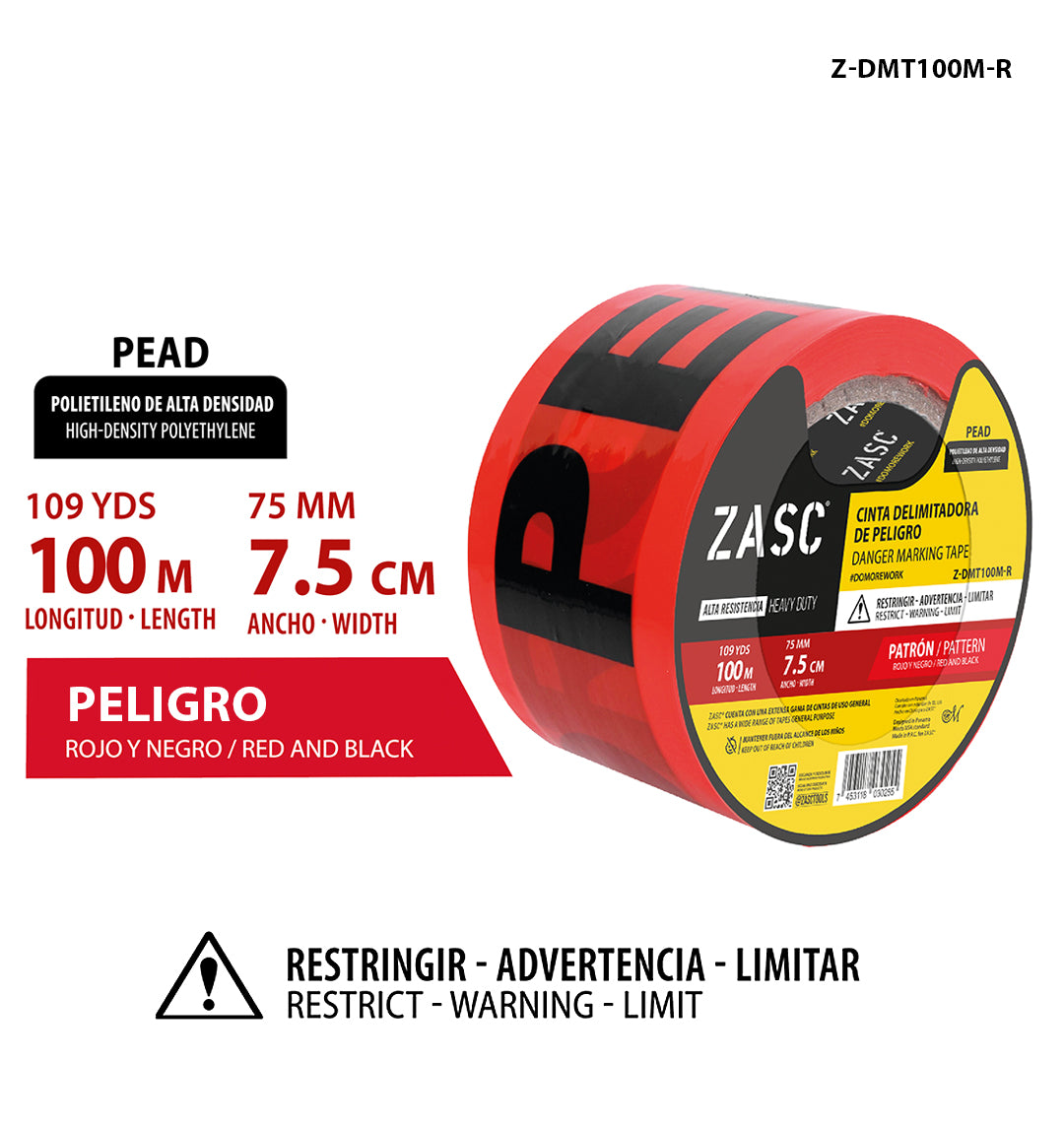 Cinta Delimitadora de Peligro ZASC / Z-DMT100M-R