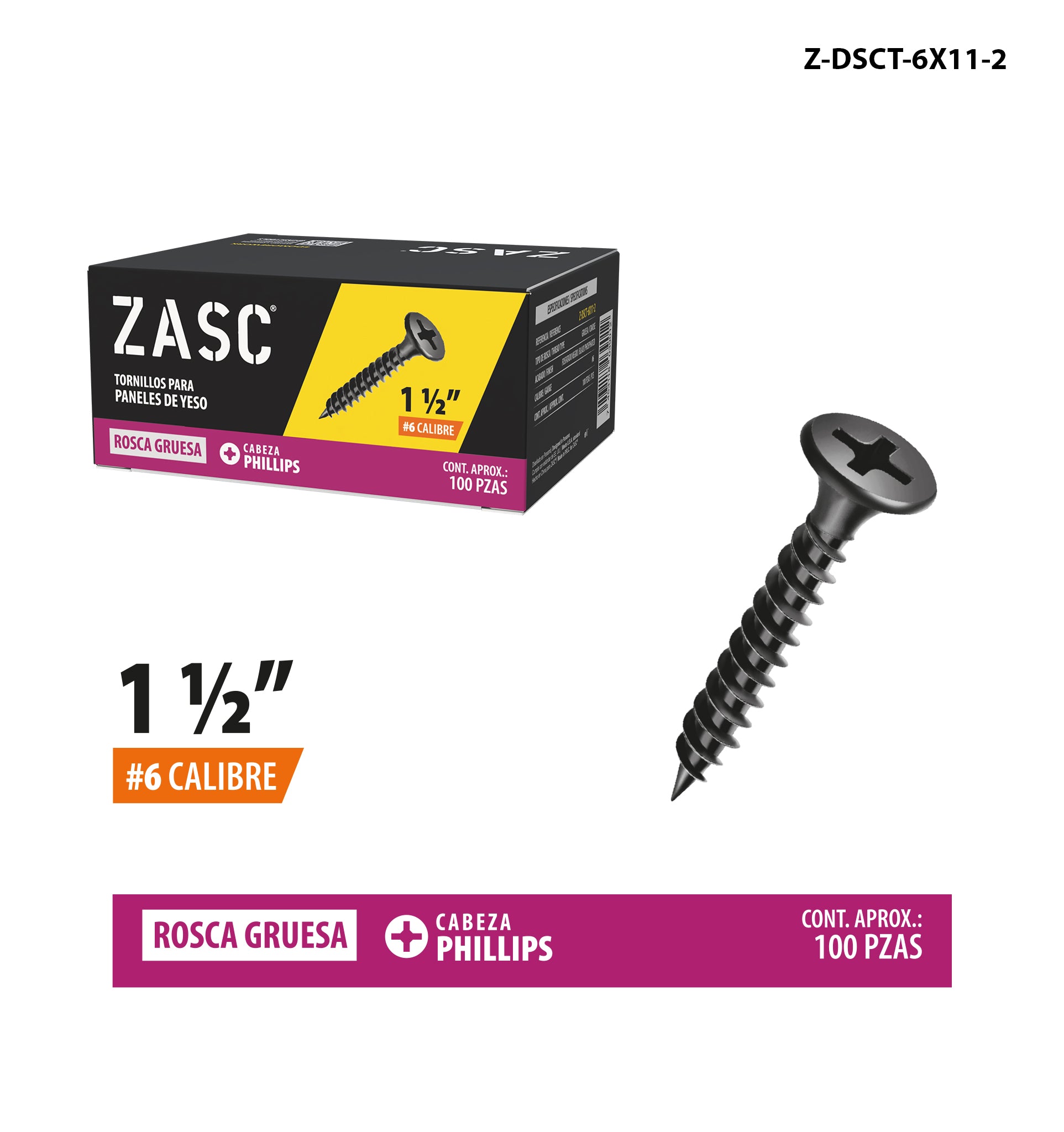 Vis pour Cloison Sèche 1 1/2" Zasc / Z-DSCT-6X11-2