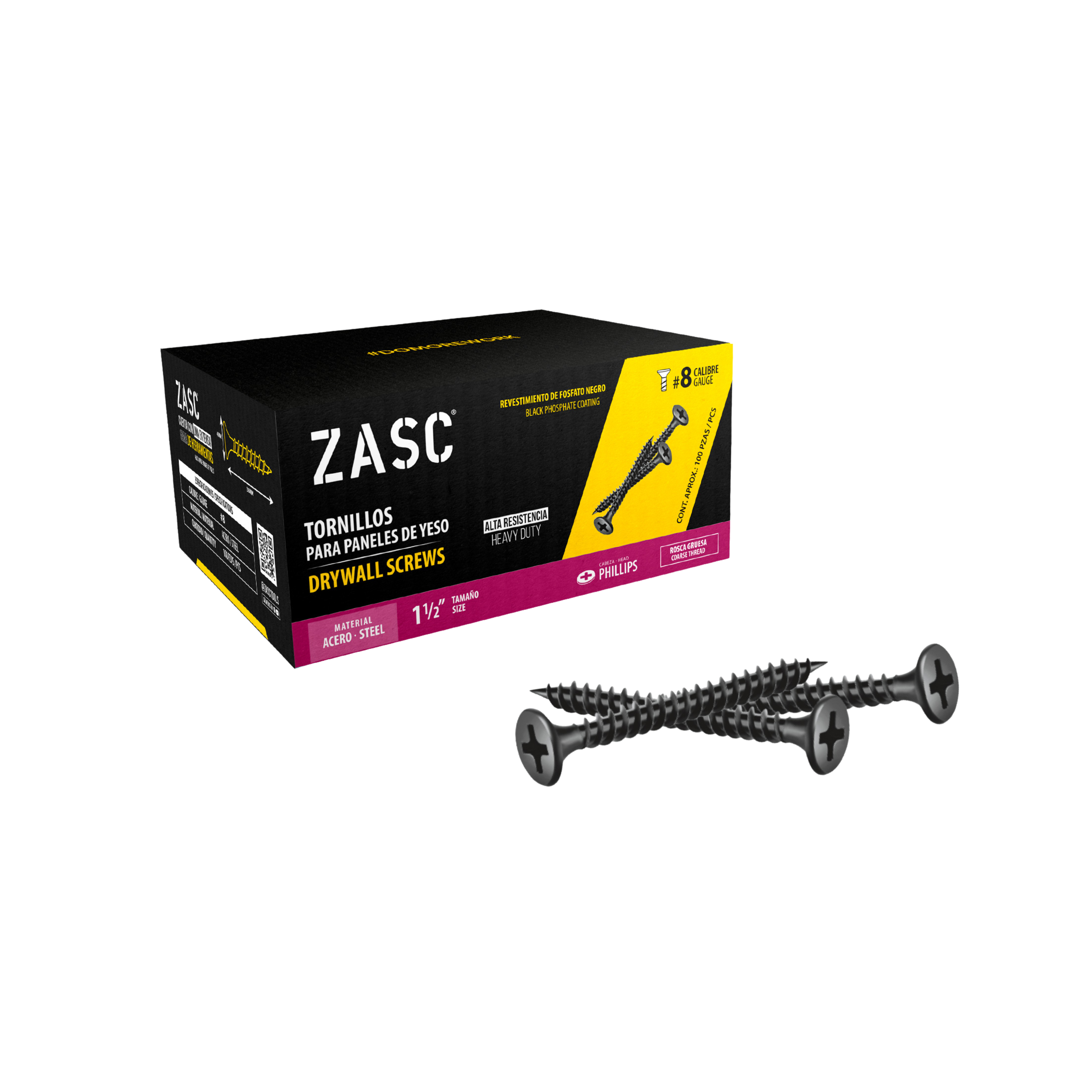 Tornillos p/Gypsum Rosca Gruesa 1 1/2" Zasc / Z-DSCT-8X11-2