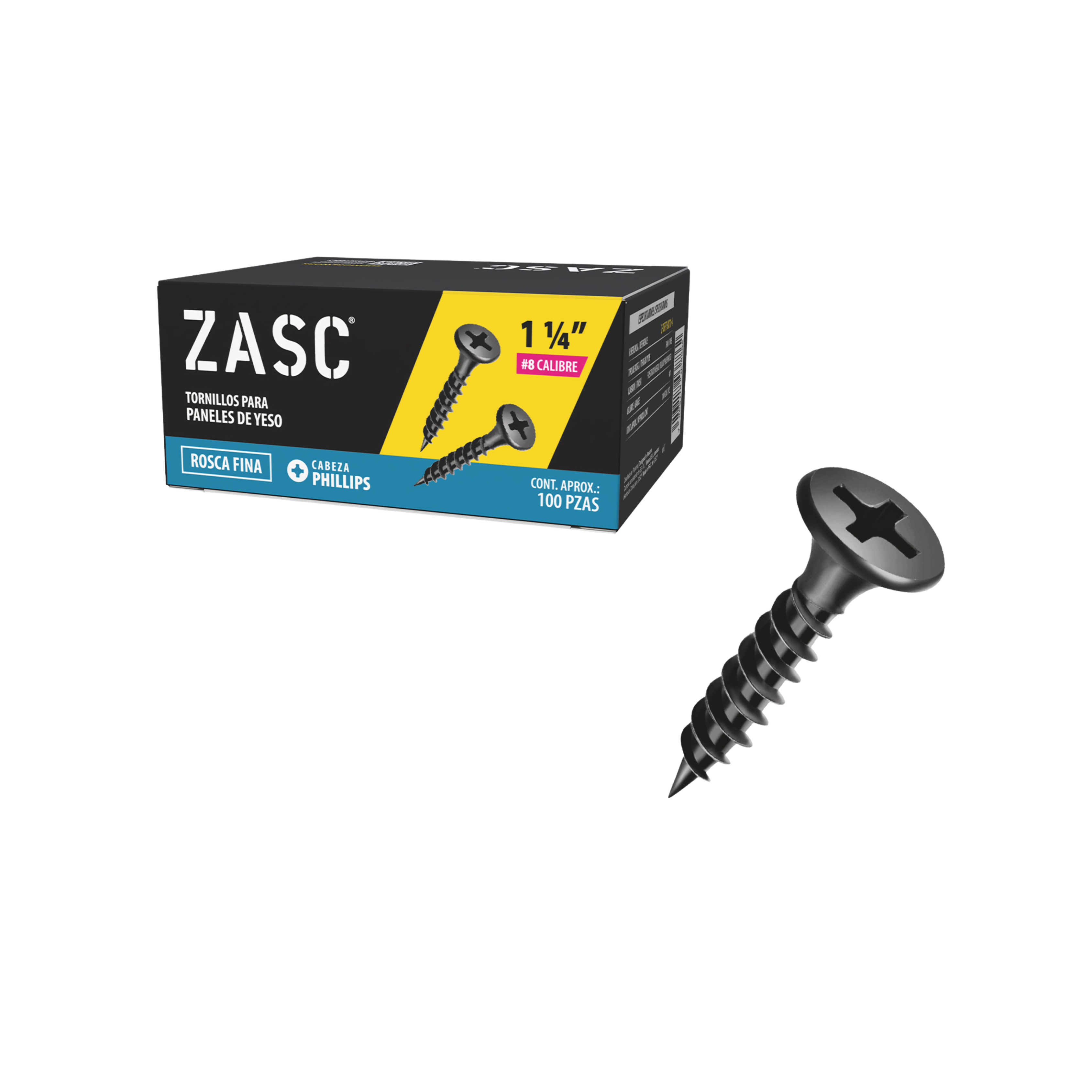 Tornillos Drywall Rosca Fina 1 1/4" Zasc / Z-DSFT-8X11-4