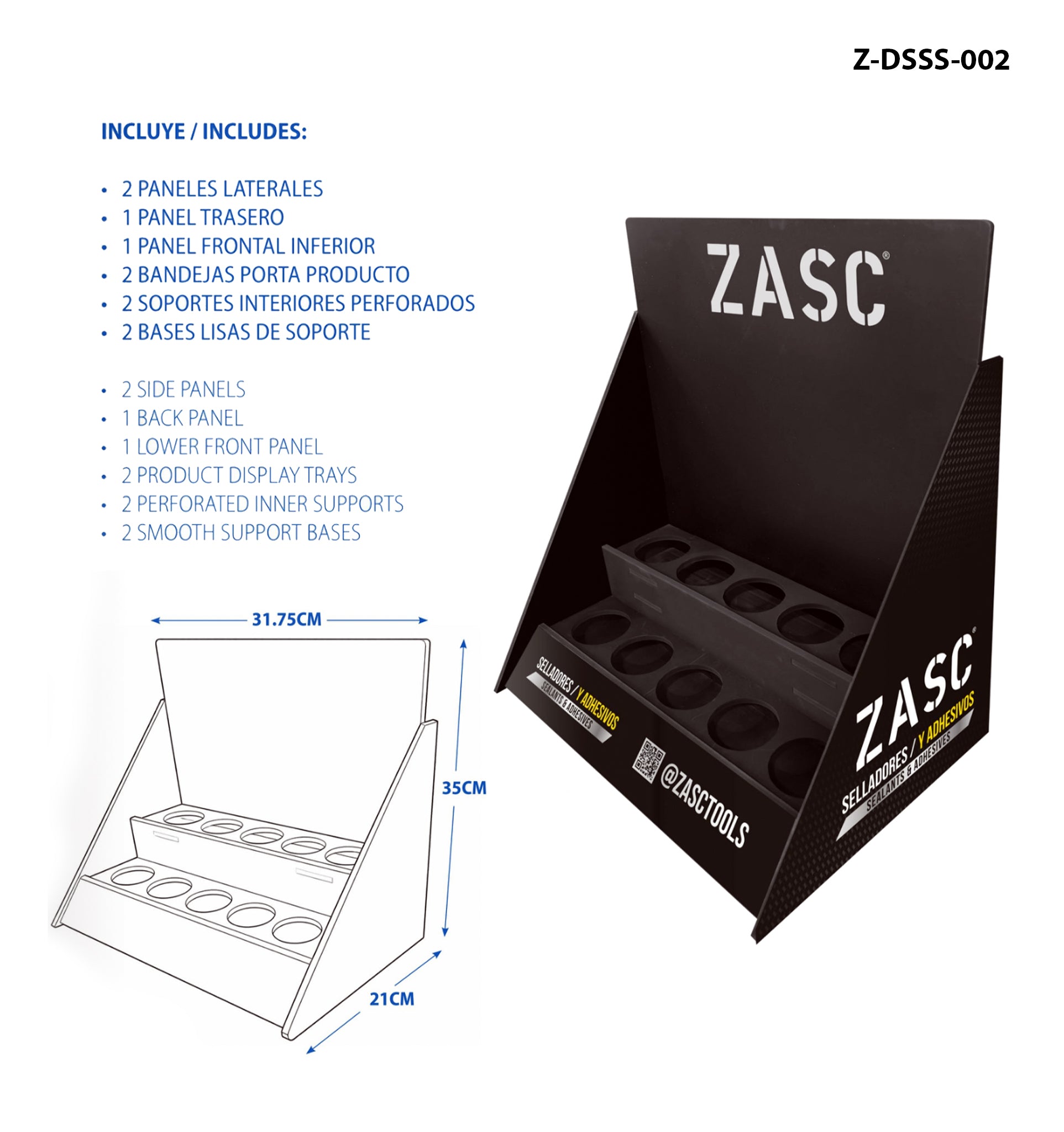 POP-Exhibidor Mostrador Siliconas ZASC / Z-DSSS-002
