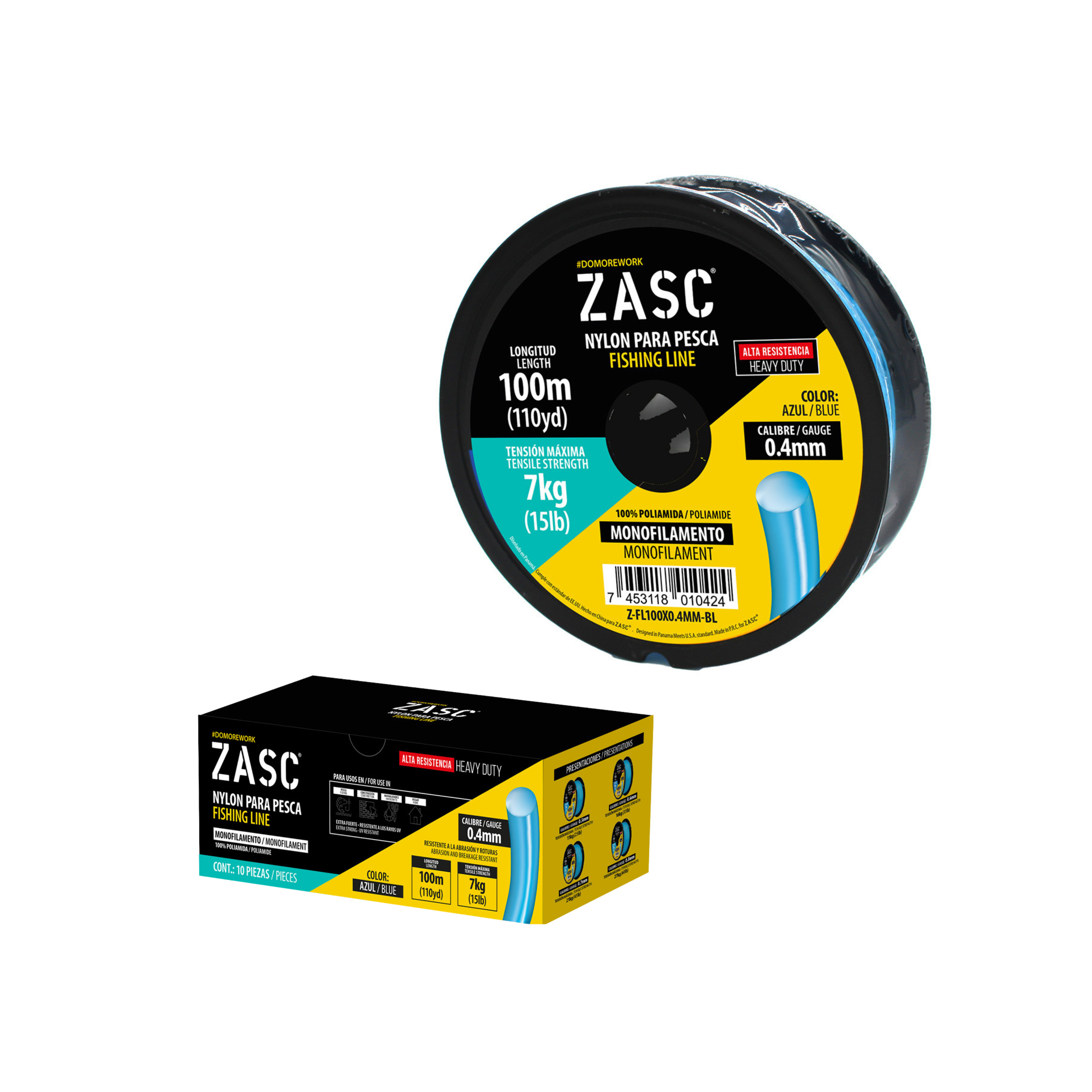 Hilo de Pesca 15lb Azul ZASC / Z-FL100X0.4MM-BL