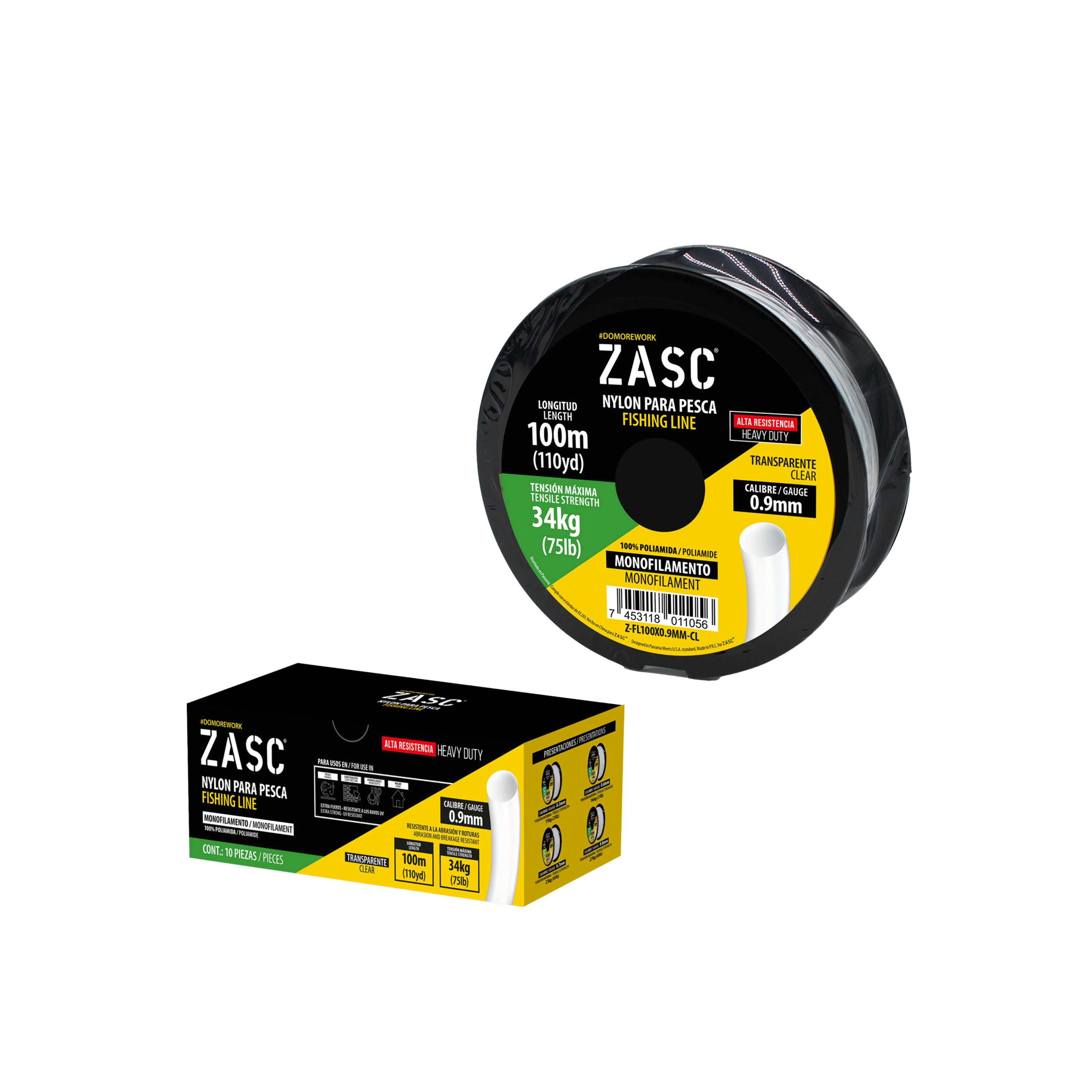Hilo de Pesca 75lb Transparente ZASC / Z-FL100X0.9MM-CL