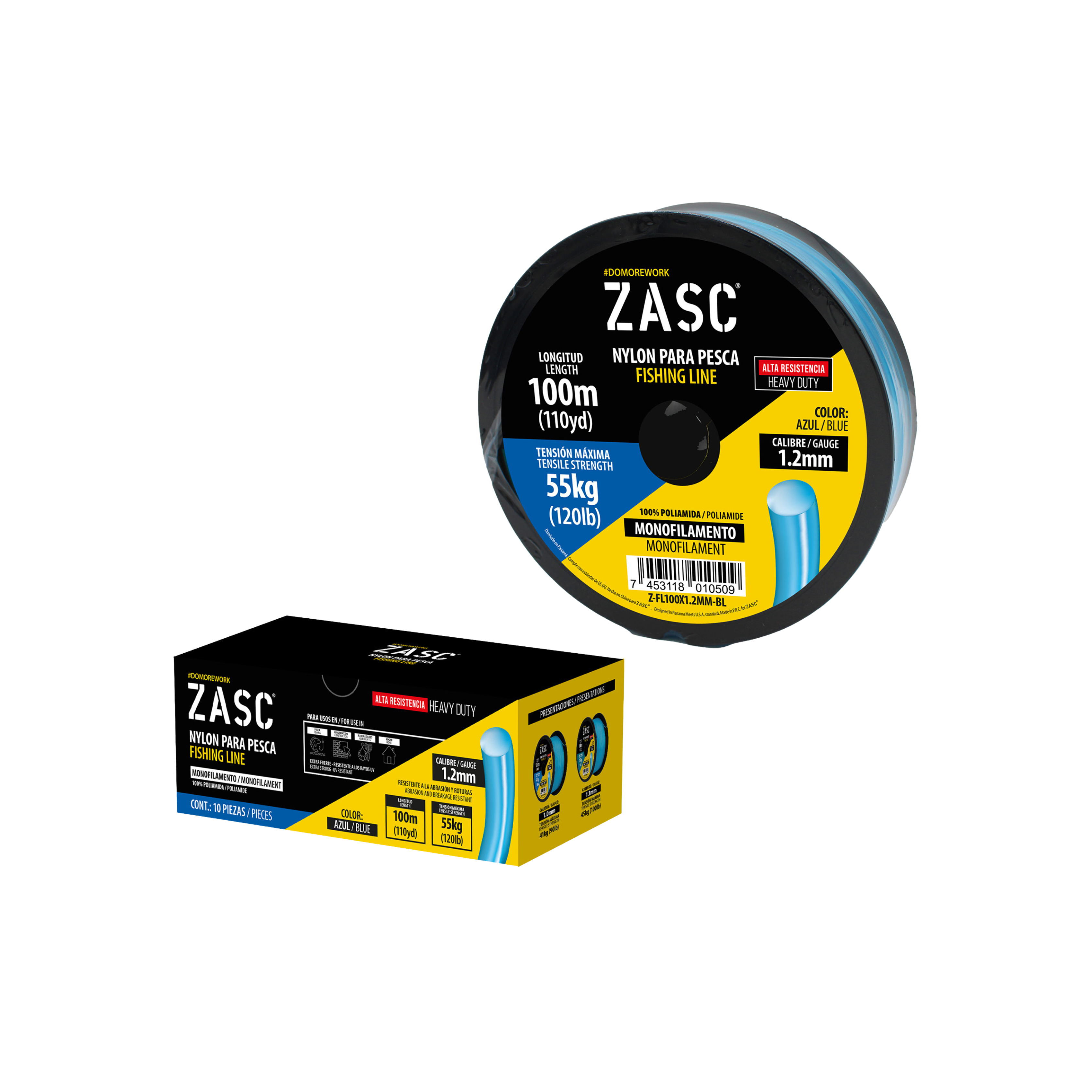 Hilo de Pesca 120lb Azul ZASC / Z-FL100X1.2MM-BL