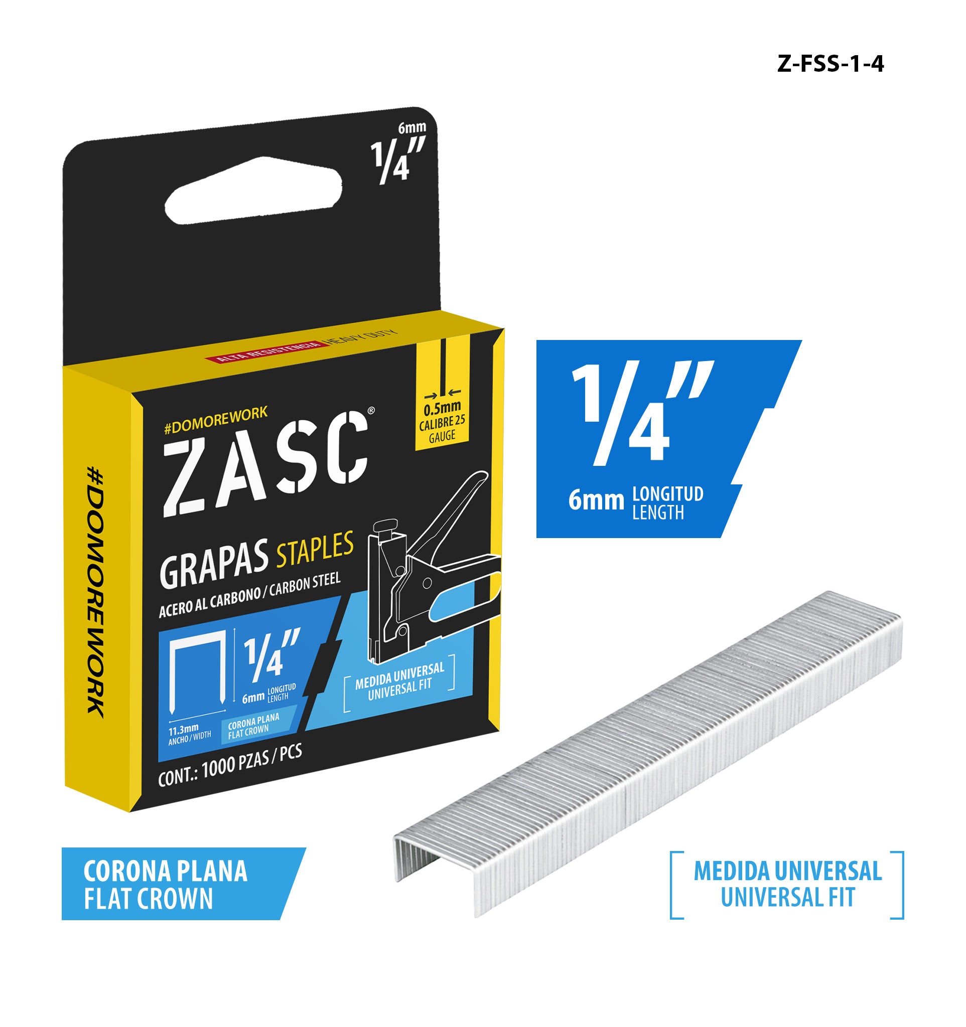 Flat Crown Staples 1/4" Zasc / Z-FSS-1-4