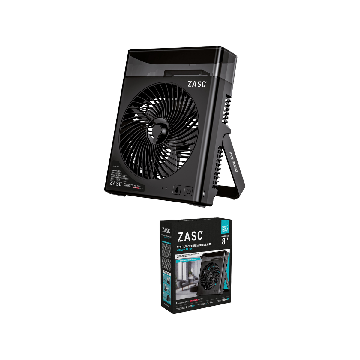 Ventilateur Refroidisseur 8" Rechargeable ZASC / Z-FWS-AC8