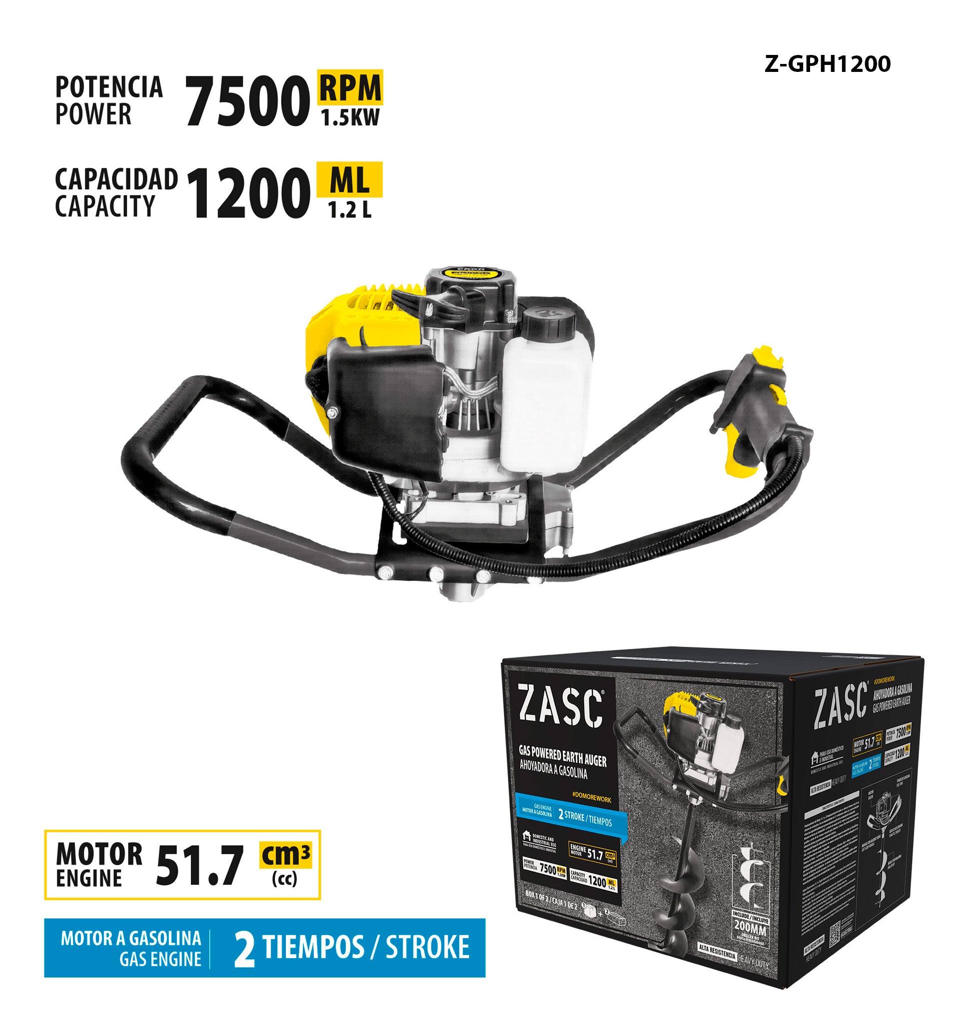 Ahoyadora a Gasolina 1200ml ZASC / Z-GPH1200