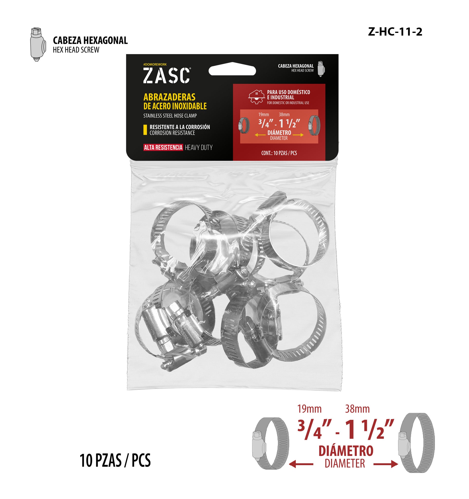 Abrazadera de Acero Inoxidable ZASC / Z-HC-11-2