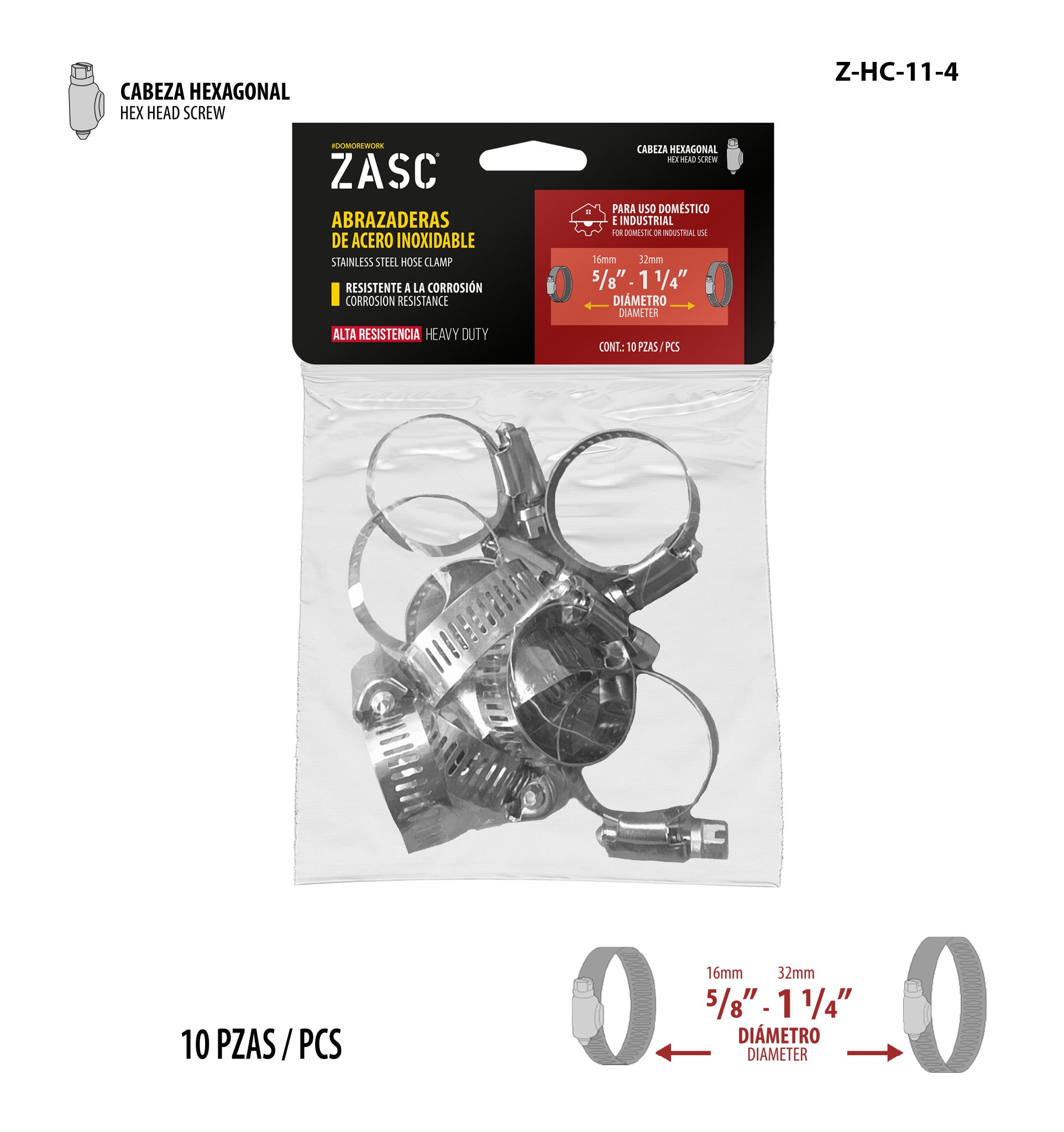 Abrazadera de Acero Inoxidable ZASC / Z-HC-11-4