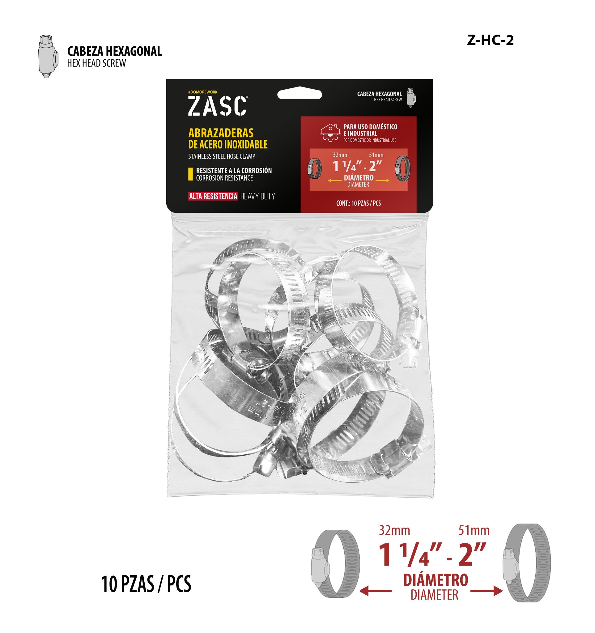 Abrazadera de Acero Inoxidable ZASC / Z-HC-2