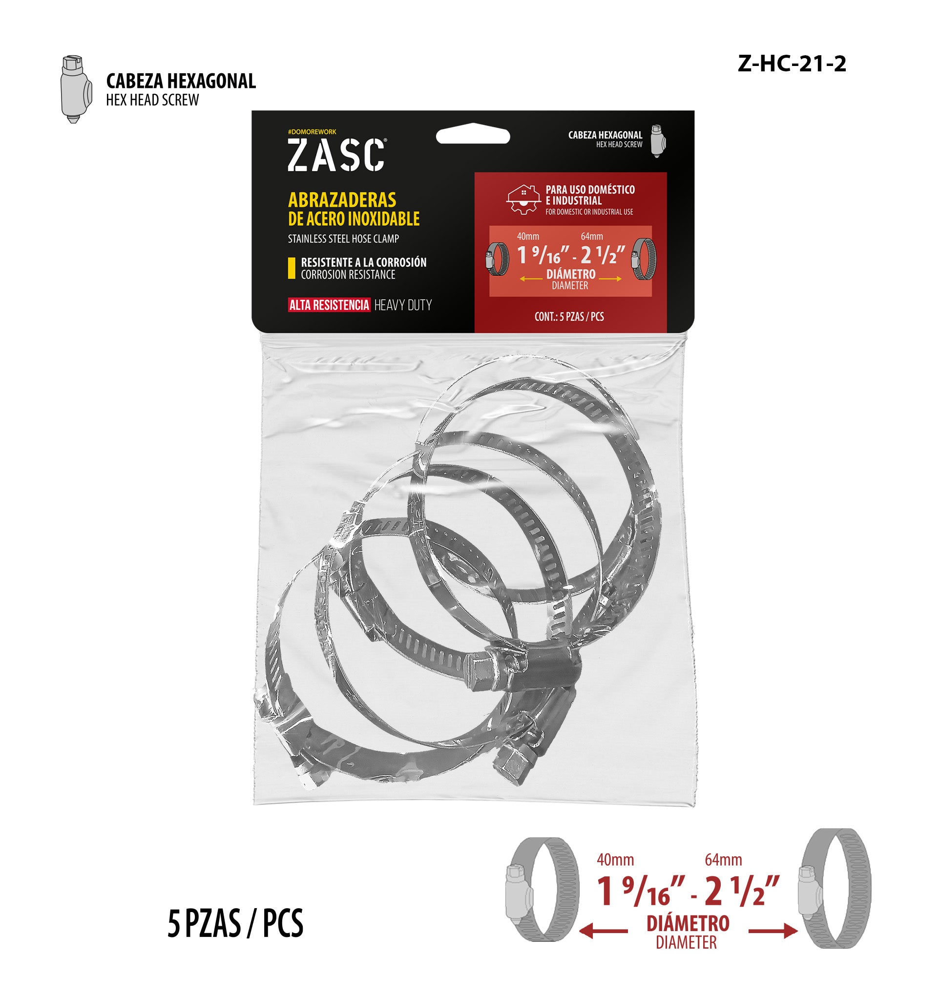 Abrazadera de Acero Inoxidable ZASC / Z-HC-21-2