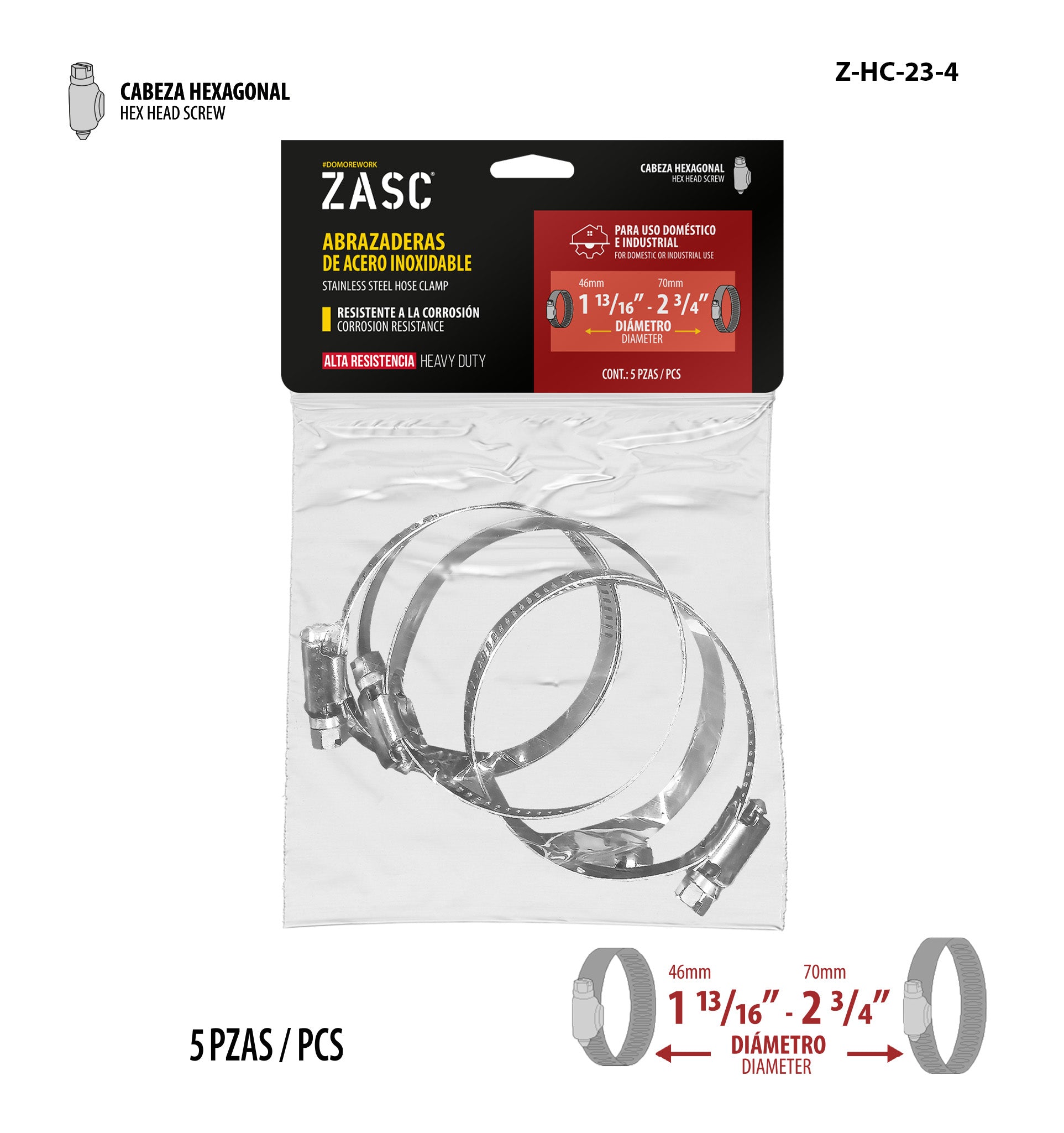 Abrazadera de Acero Inoxidable ZASC / Z-HC-23-4