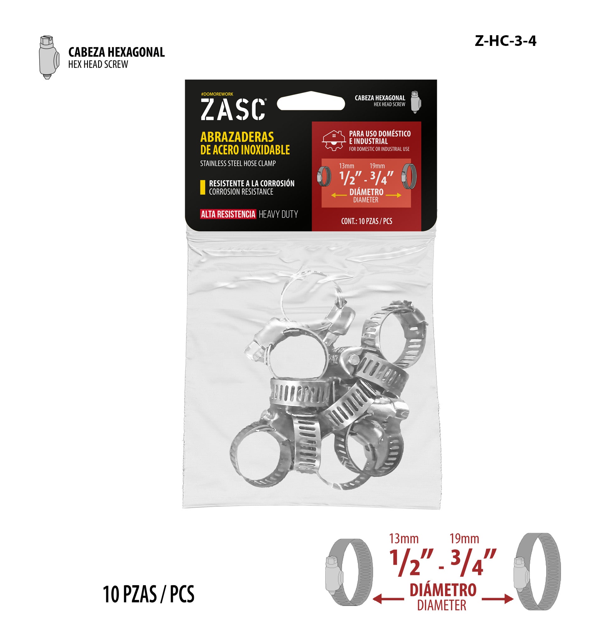 Abrazadera de Acero Inoxidable ZASC / Z-HC-3-4
