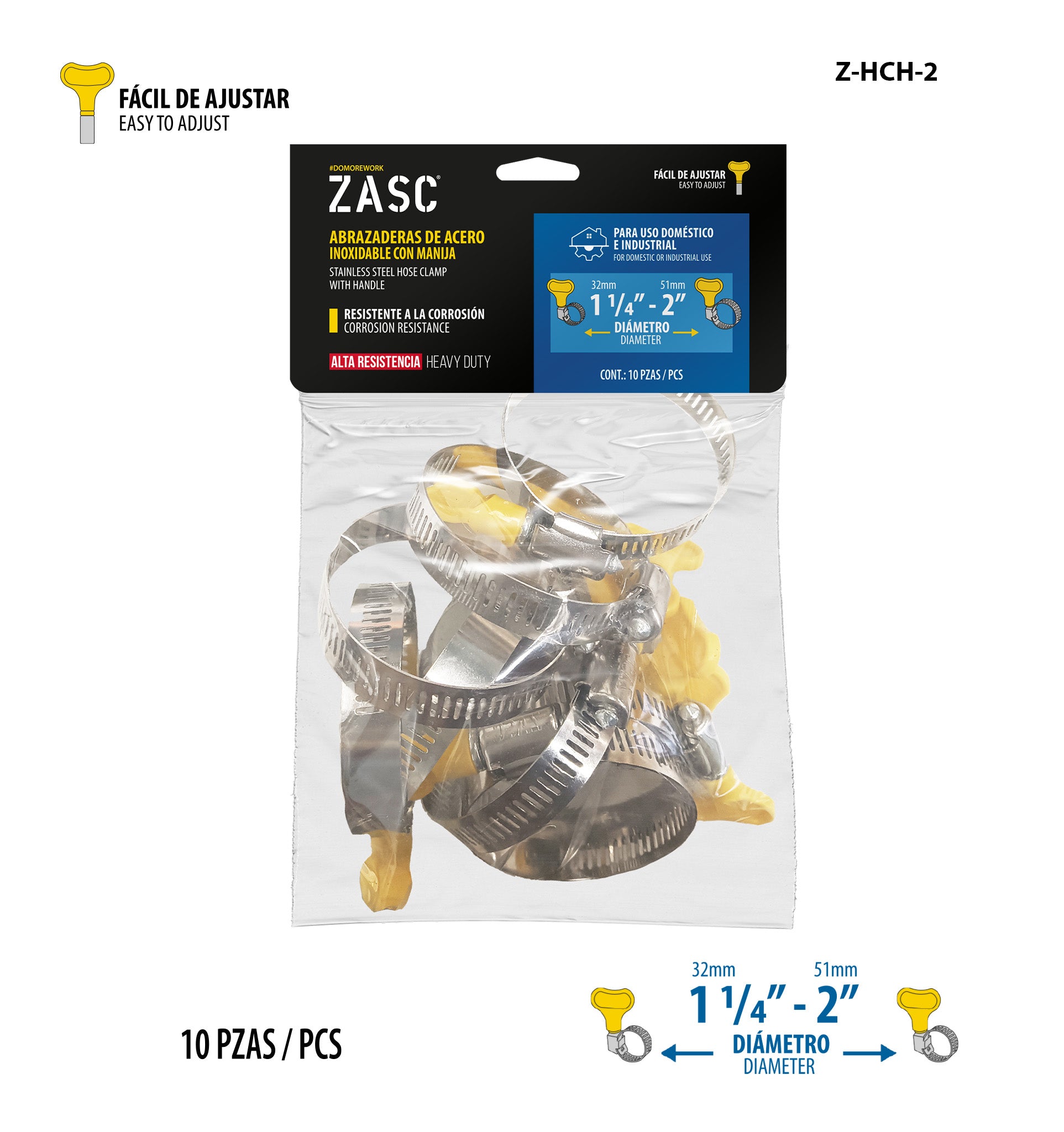 Collier en Acier Inoxydable avec Poignée ZASC / Z-HCH-2
