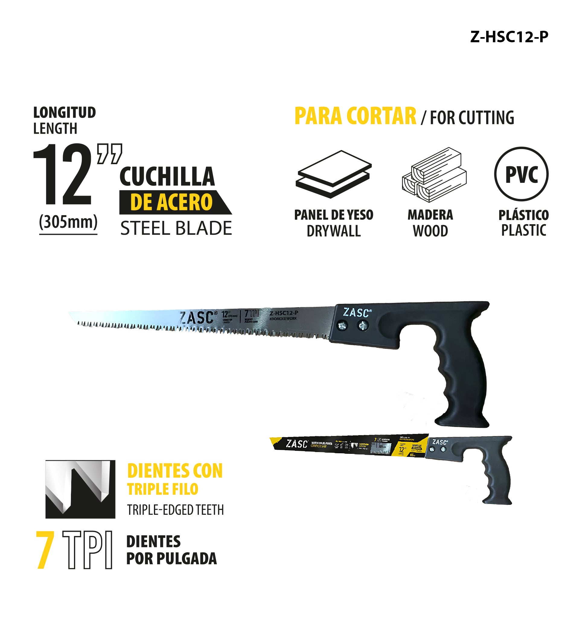 Pointed Hand Saw 12” ZASC / Z-HSC12-P