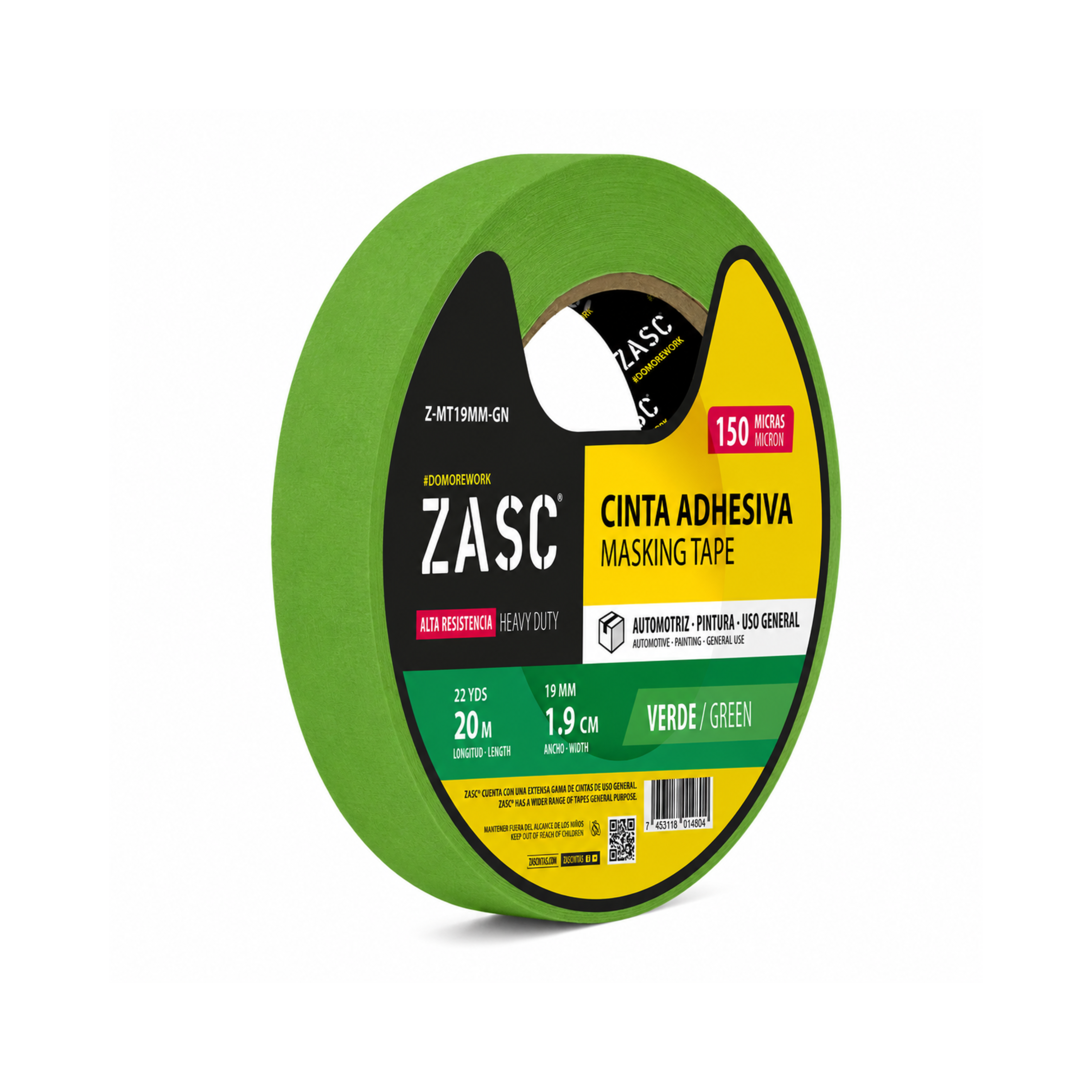 Cinta Adhesiva de Papel Verde ZASC / Z-MT19MM-GN
