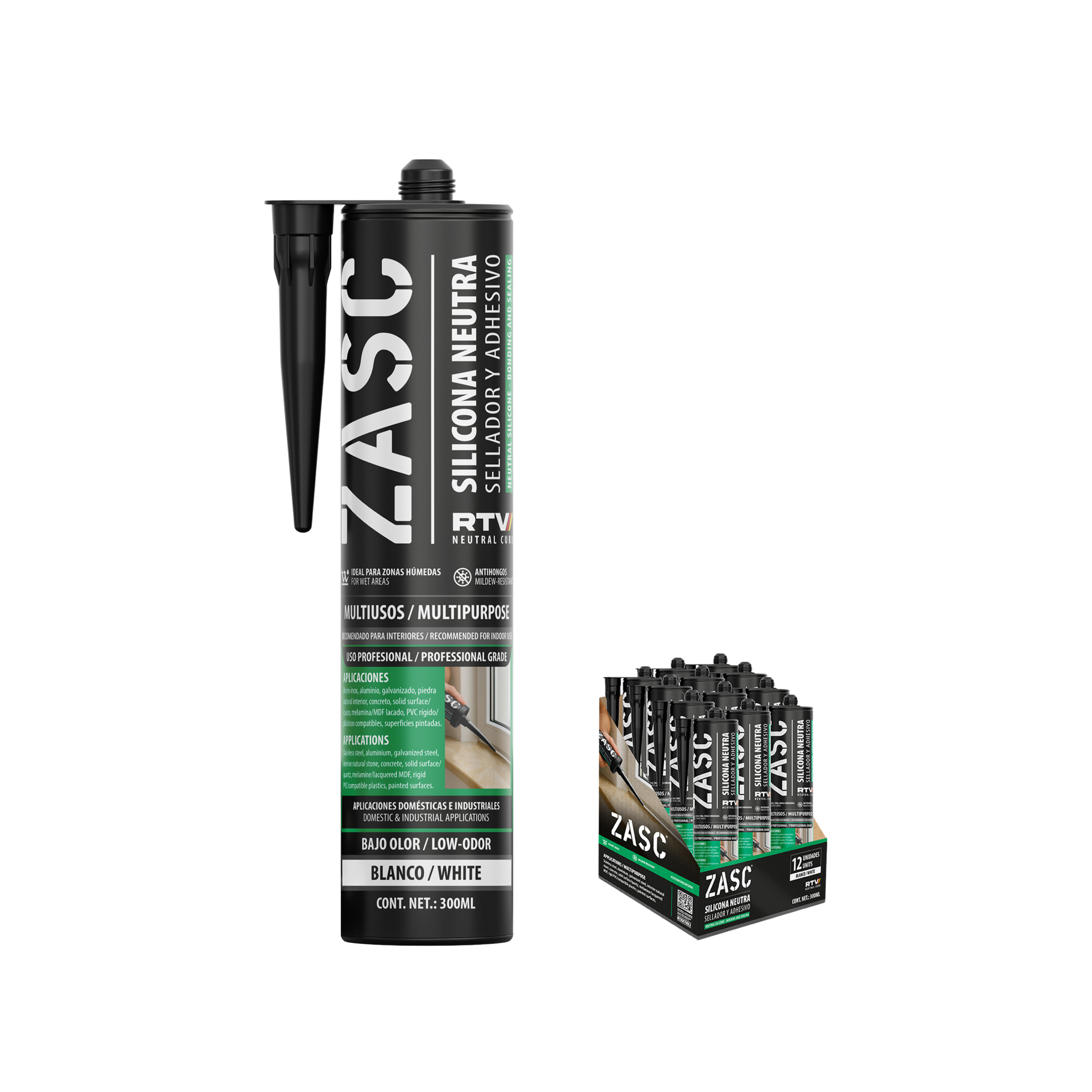 Silicona Neutra Blanca 300 ml ZASC / Z-NS300-WT