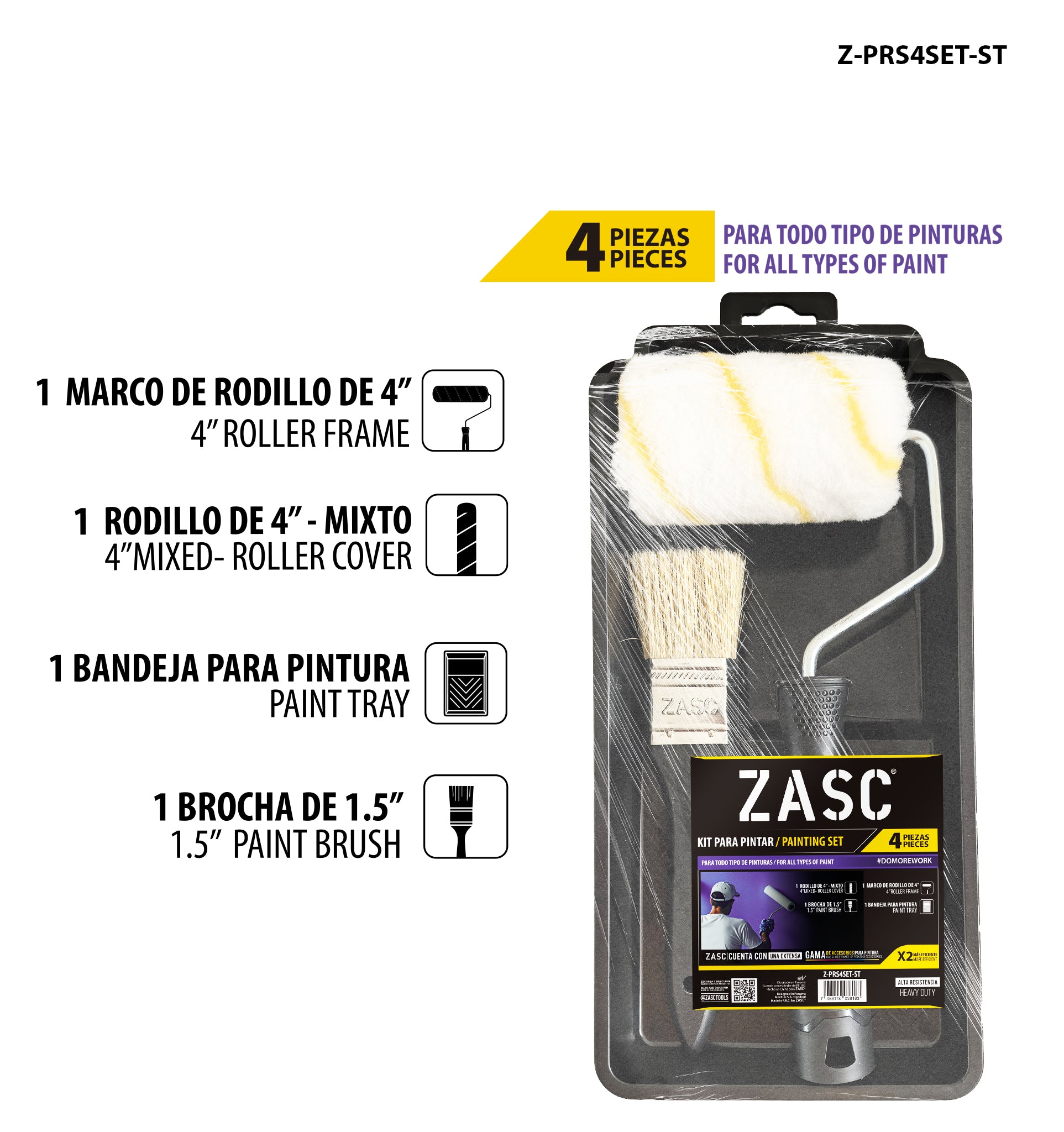 Set para Pintar 4 Piezas ZASC / Z-PRS4SET-ST