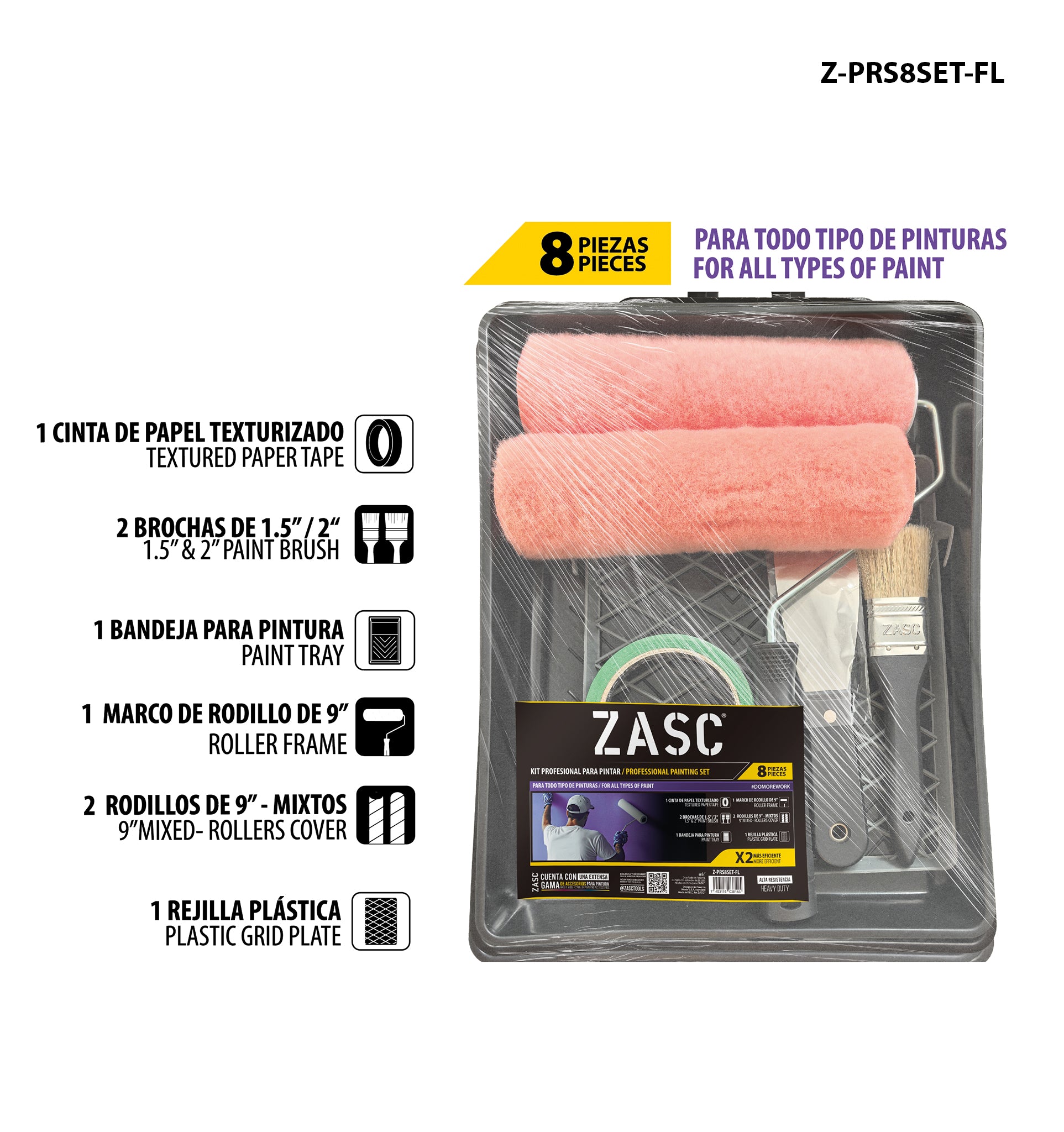 Set para Pintar 8 Piezas ZASC / Z-PRS8SET-FL