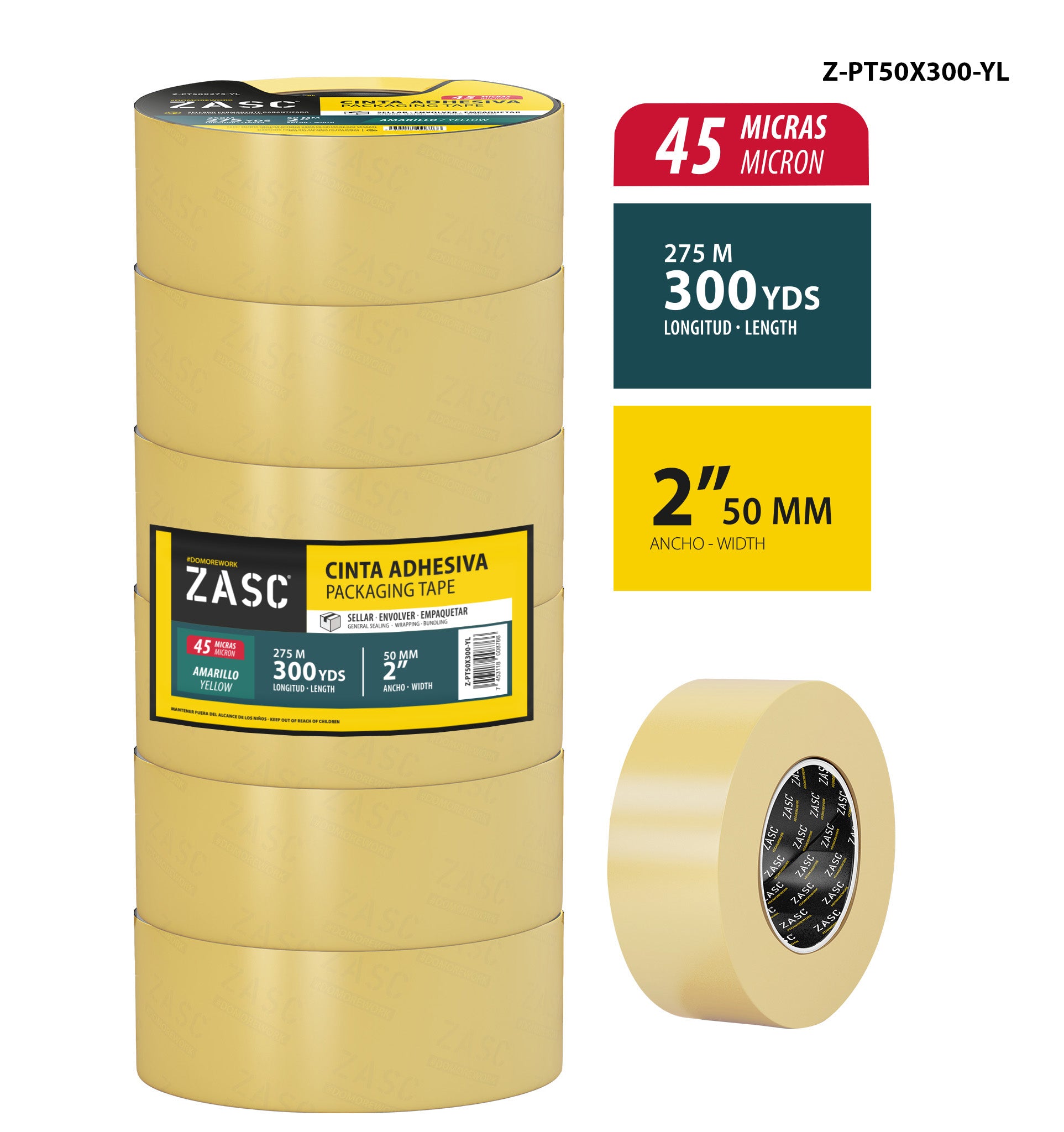 Ruban Adhésif Jaune ZASC / Z-PT50X300-YL