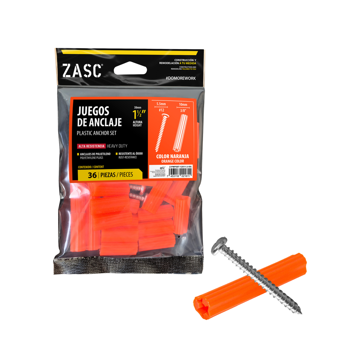 Jeu d’Ancrage Plastique Orange Zasc / Z-PWPSET-12X11-2-OG