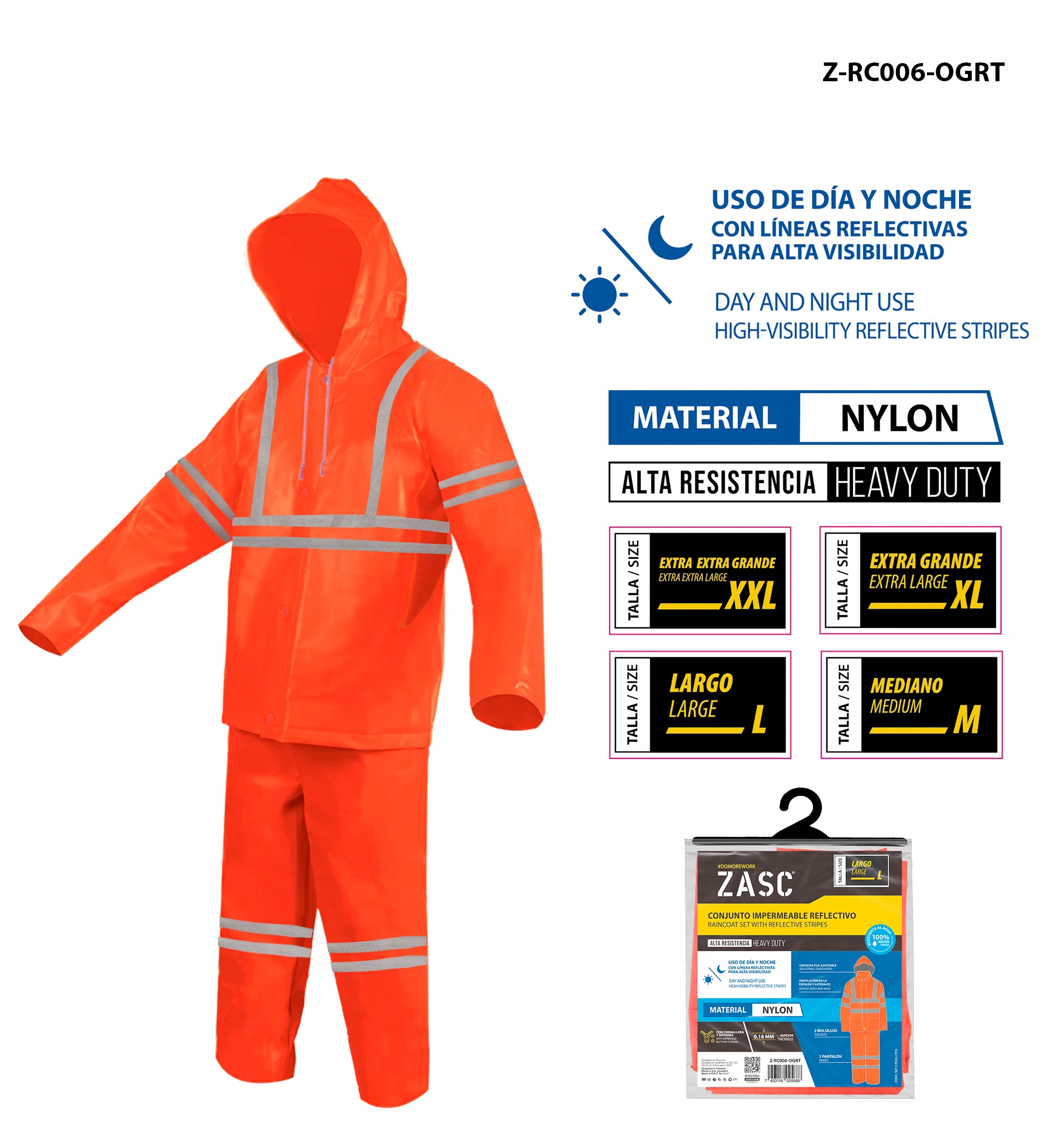 Ensemble Imperméable Réfléchissant Orange ZASC / Z-RC006-OGRT