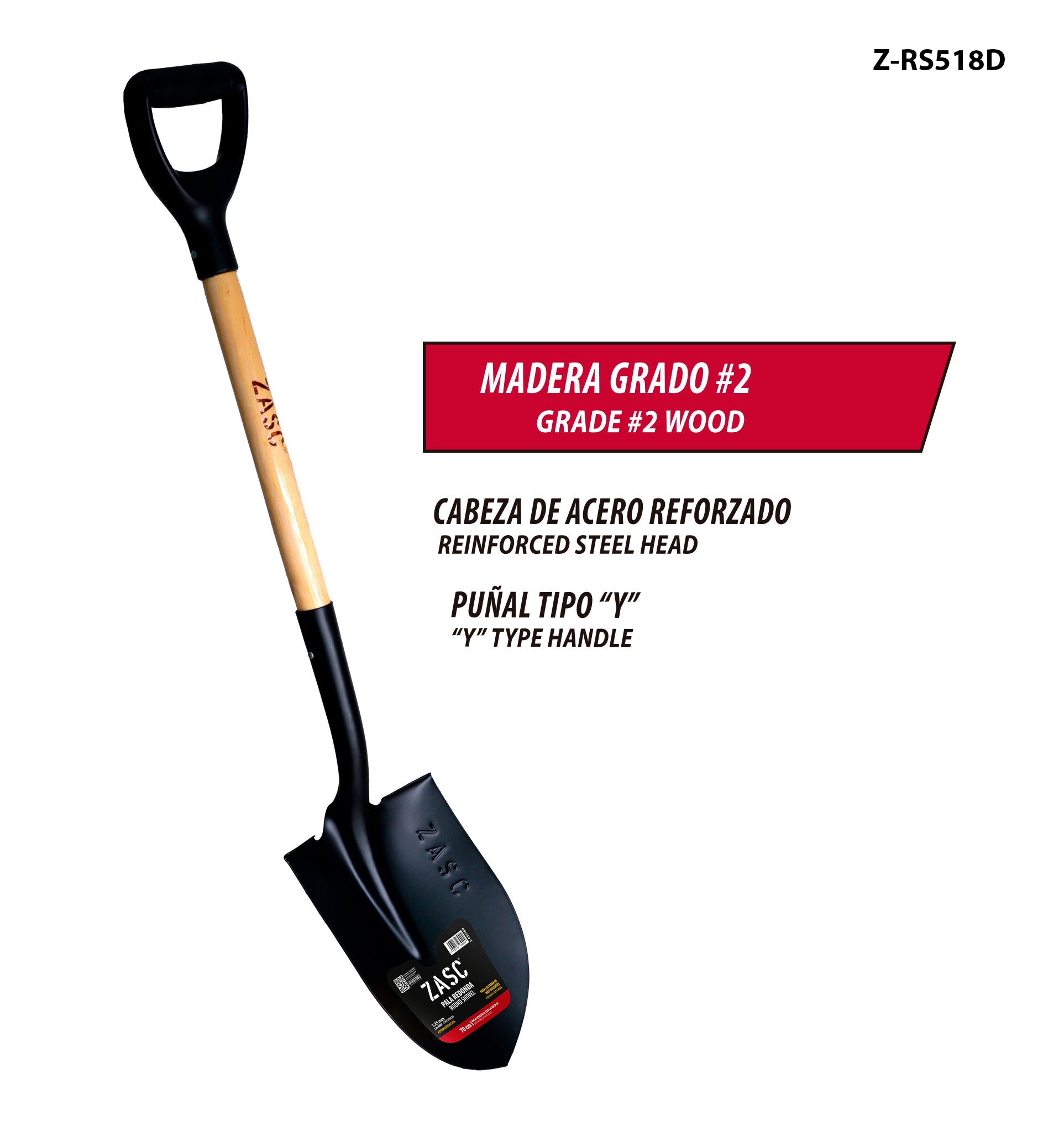 Pala Redonda Mango Madera Negro #2 ZASC / Z-RS518D