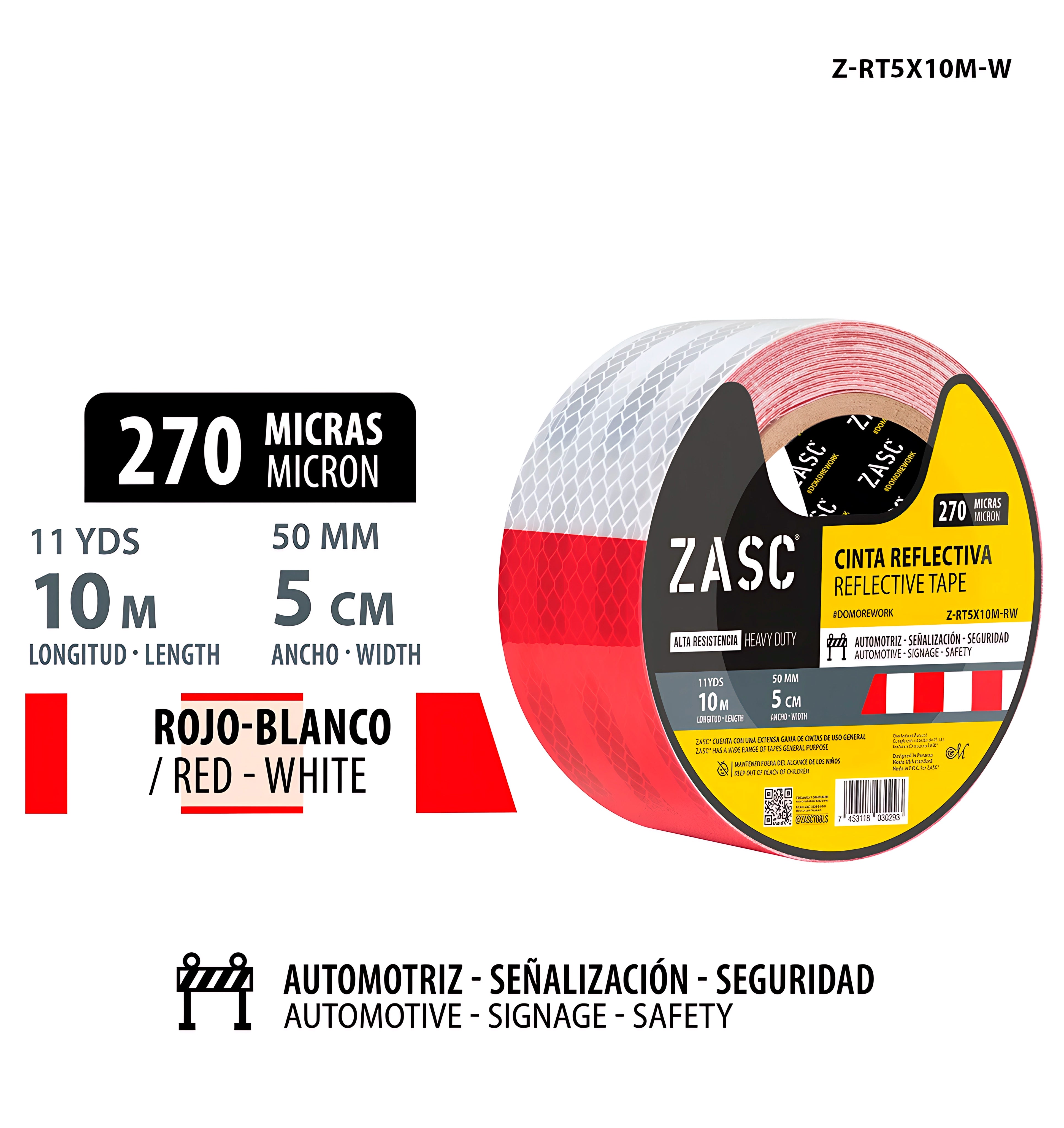 Red/White Reflective Tape ZASC / Z-RT5X10M-RW
