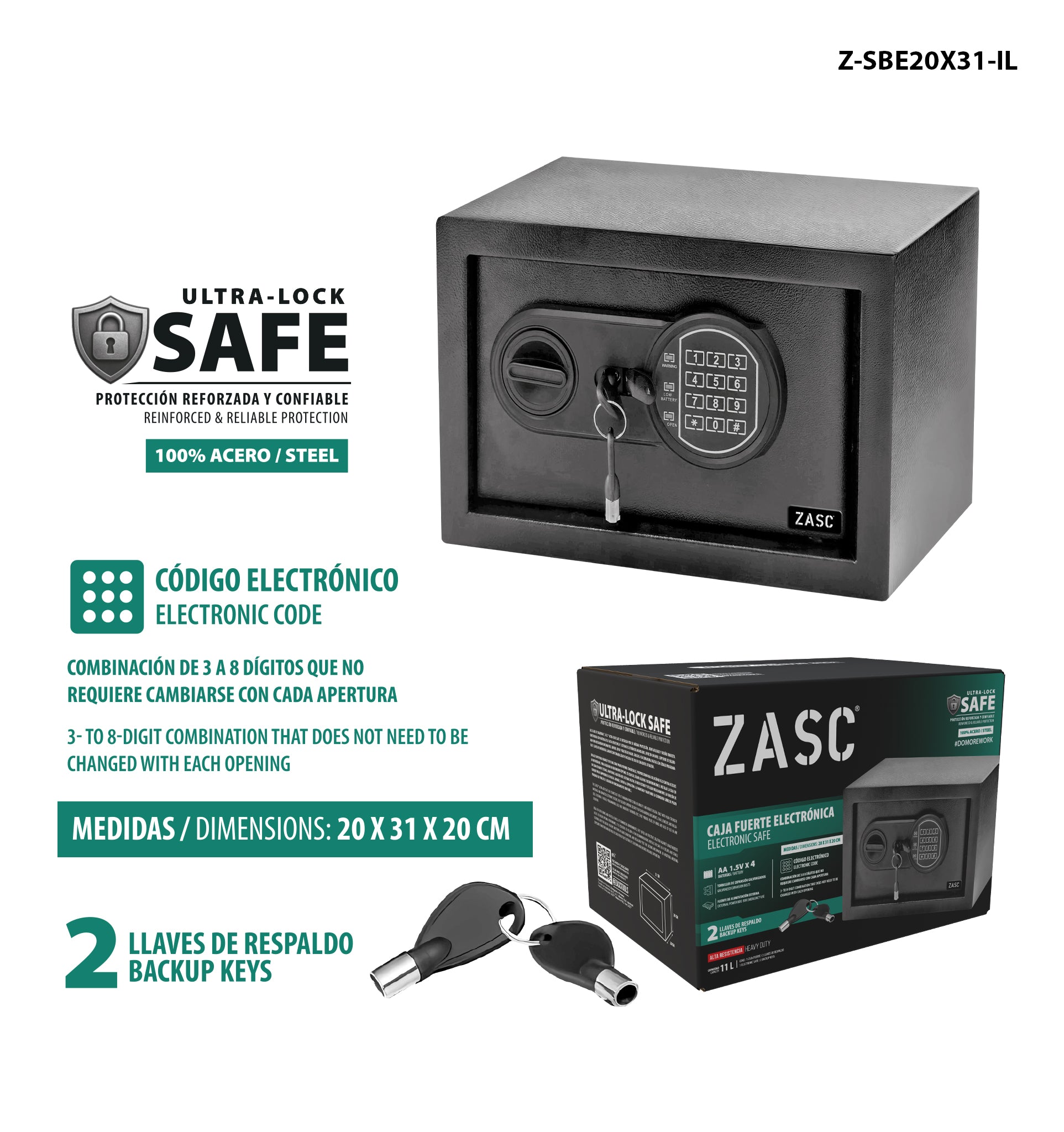 Electronic Safe Box ZASC / Z-SBE20X31-IL