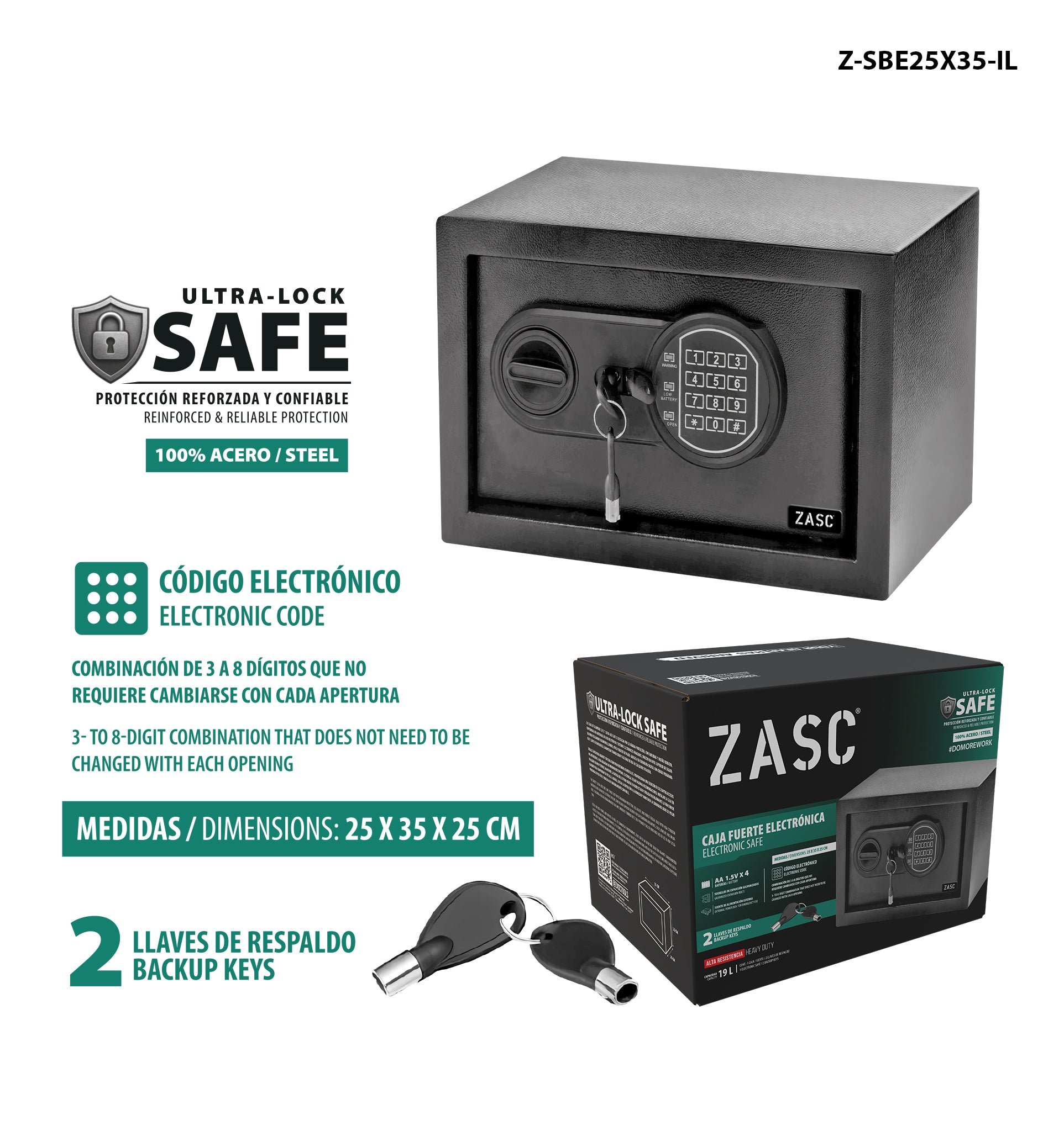 Electronic Safe Box ZASC / Z-SBE25X35-IL