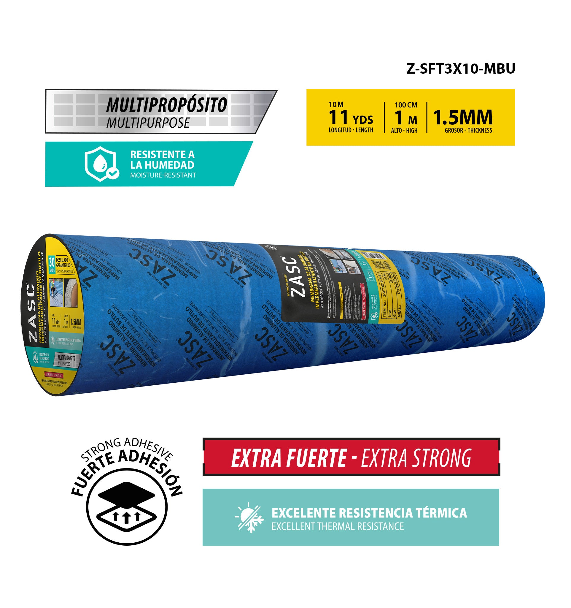 Membrana de Aluminio Impermeabilizante de Butilo ZASC / Z-SFT3X10-MBU