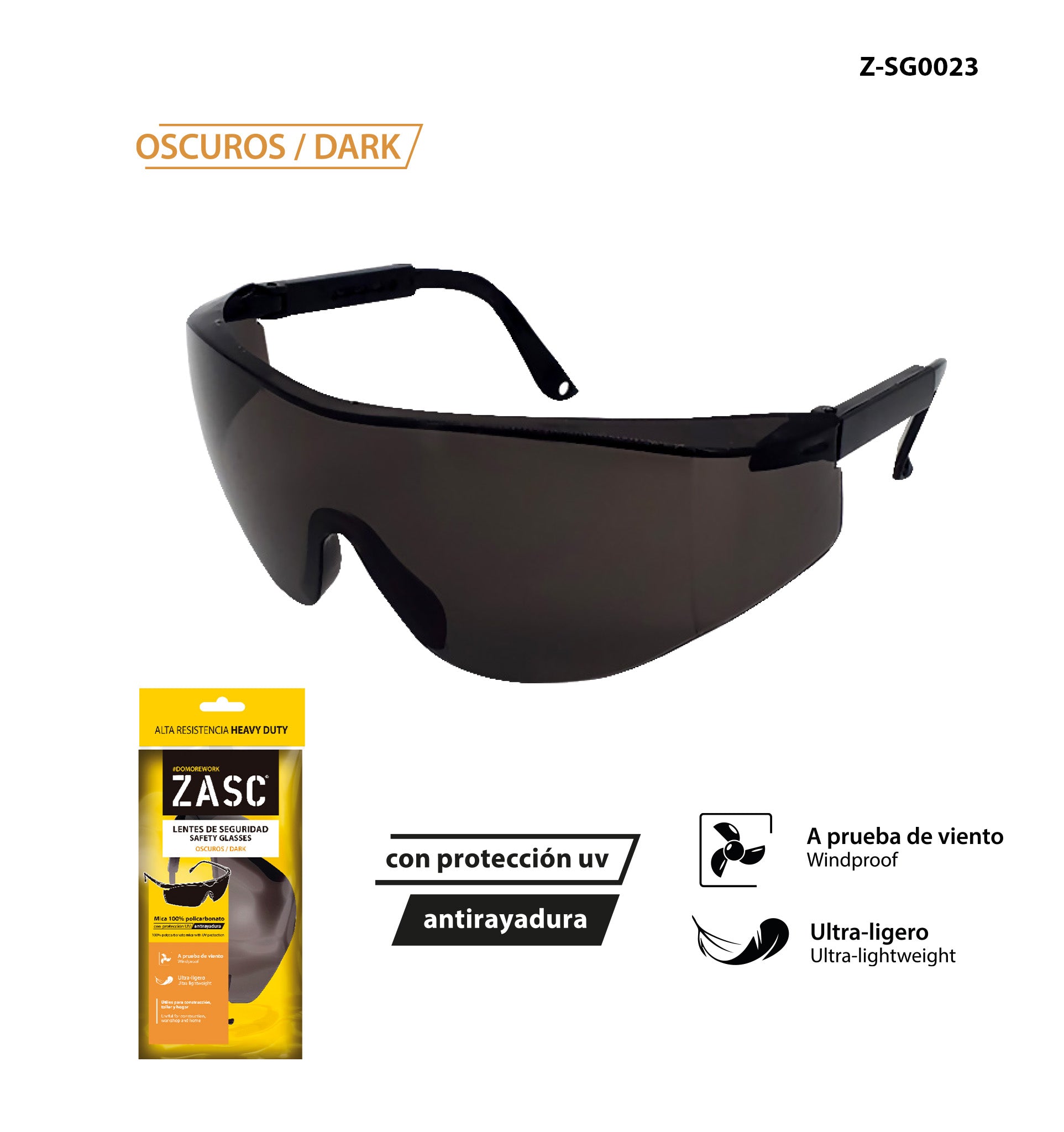 Lentes de Seguridad Oscuros ZASC / Z-SG023