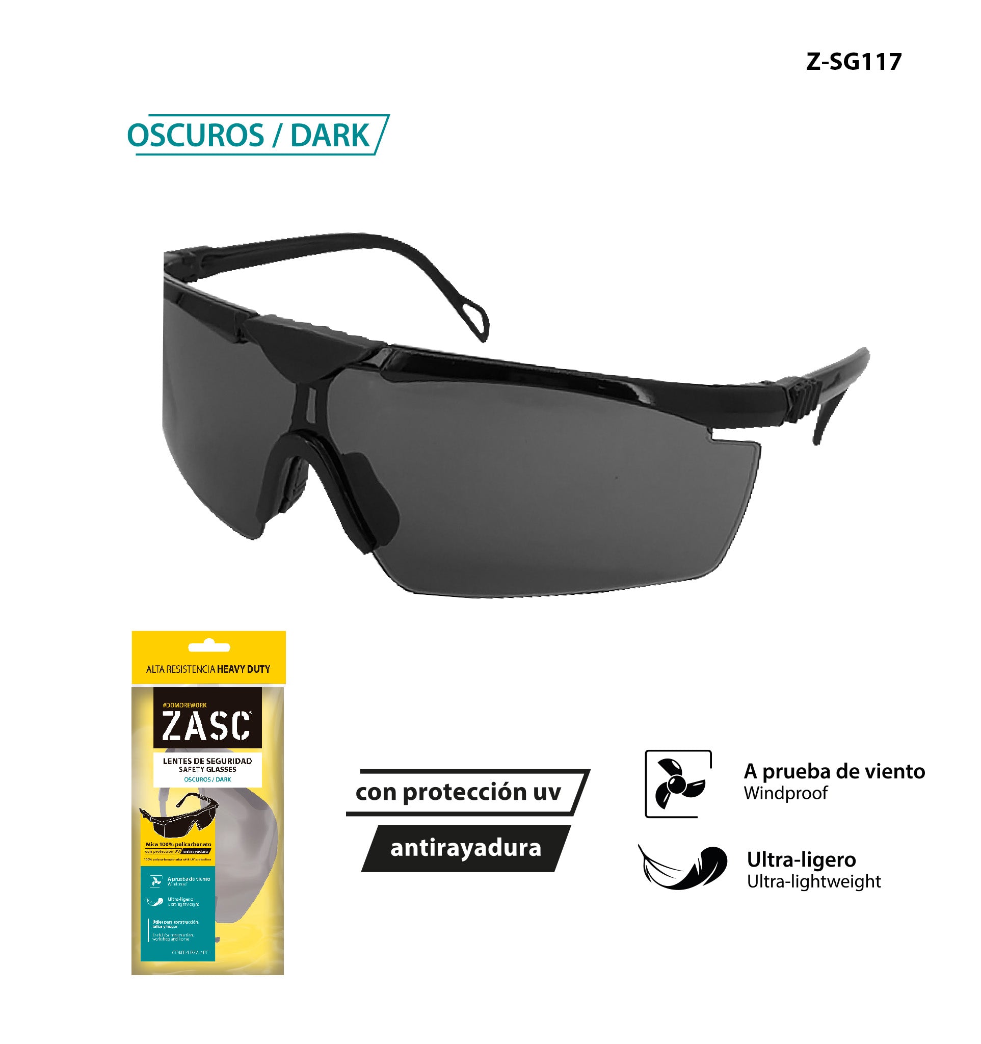 Lentes de Seguridad Oscuros ZASC / Z-SG117