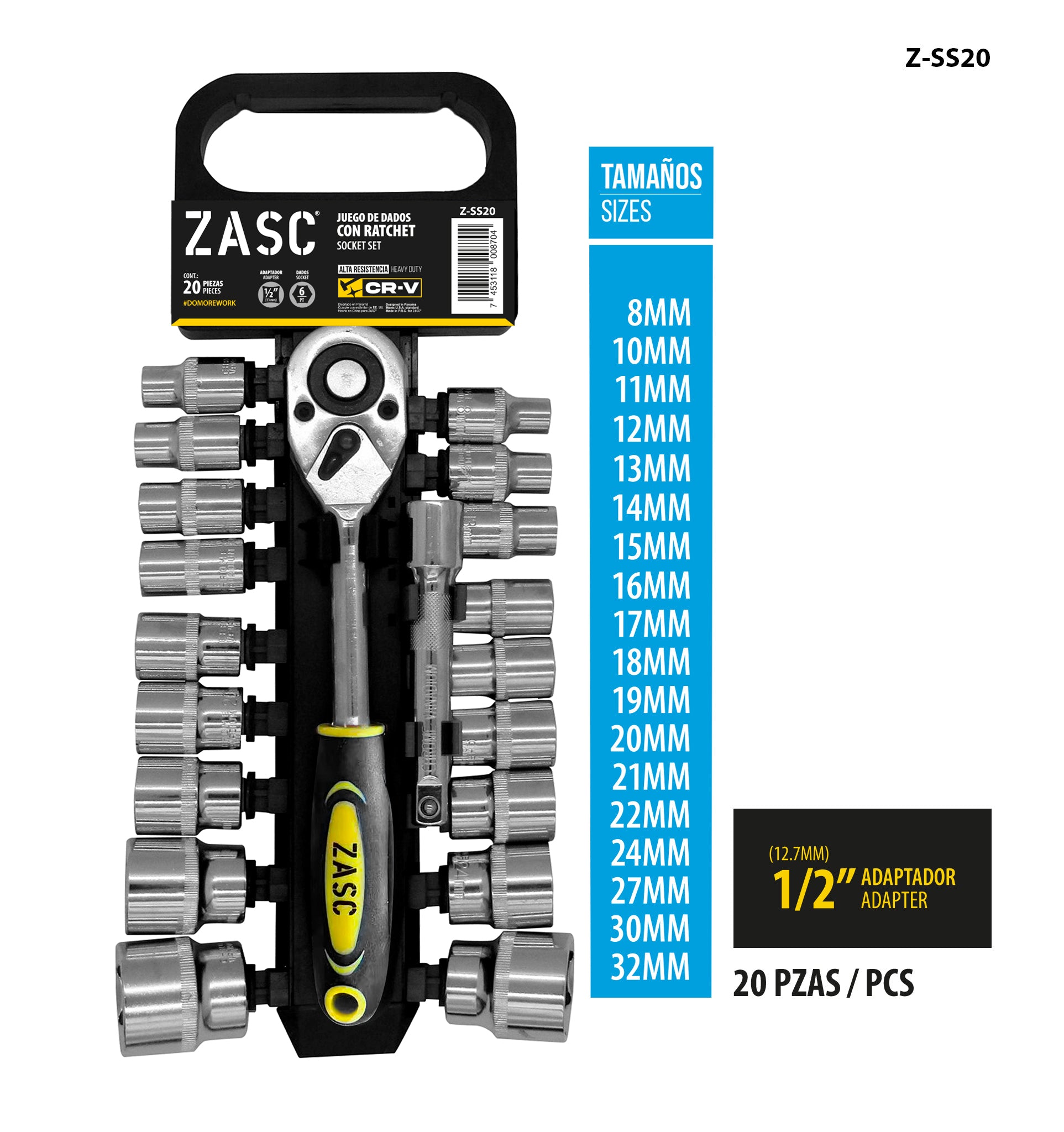 Socket Set with Ratchet 20 pcs Zasc / Z-SS20