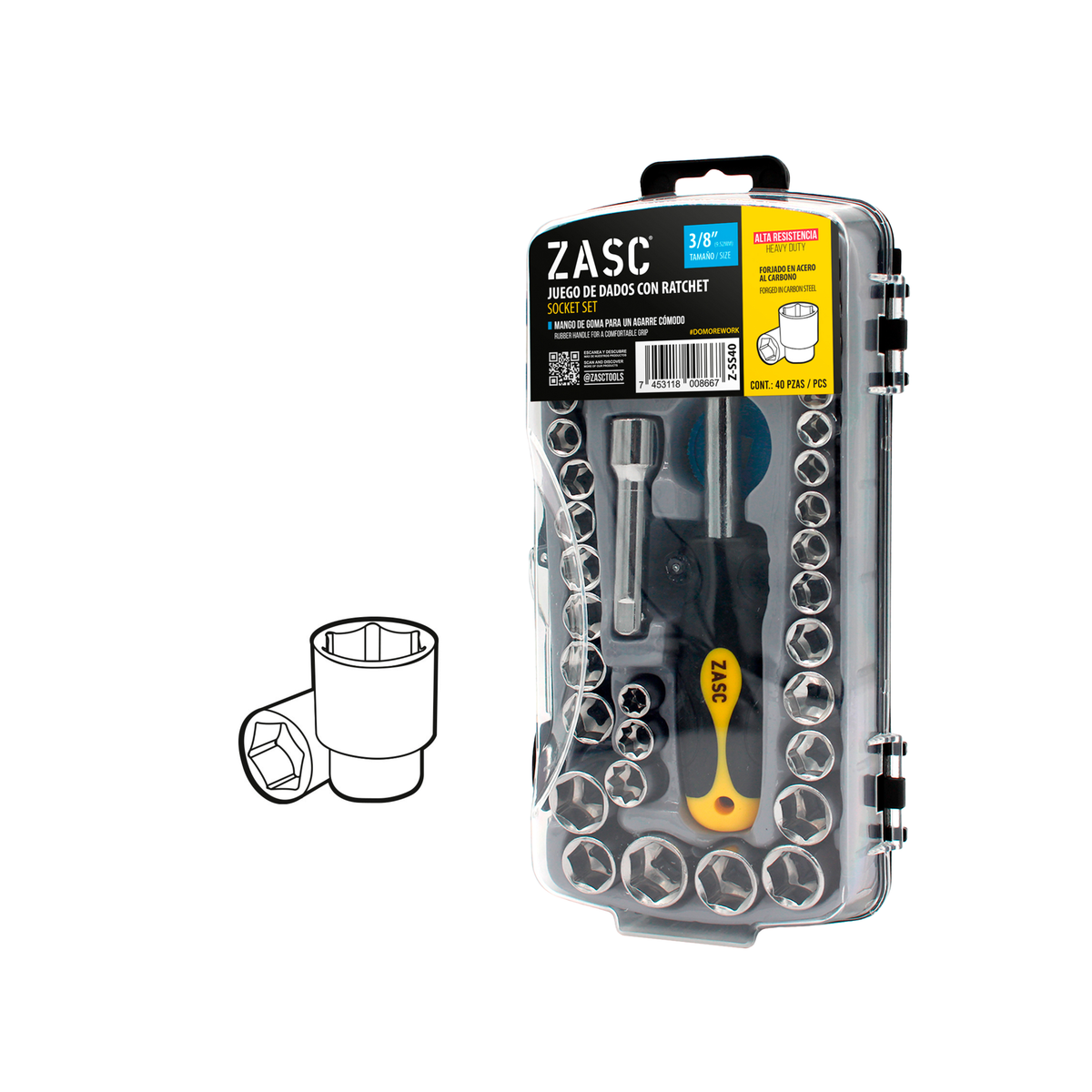 Jeu de Douilles avec Cliquet 40 pcs Zasc / Z-SS40