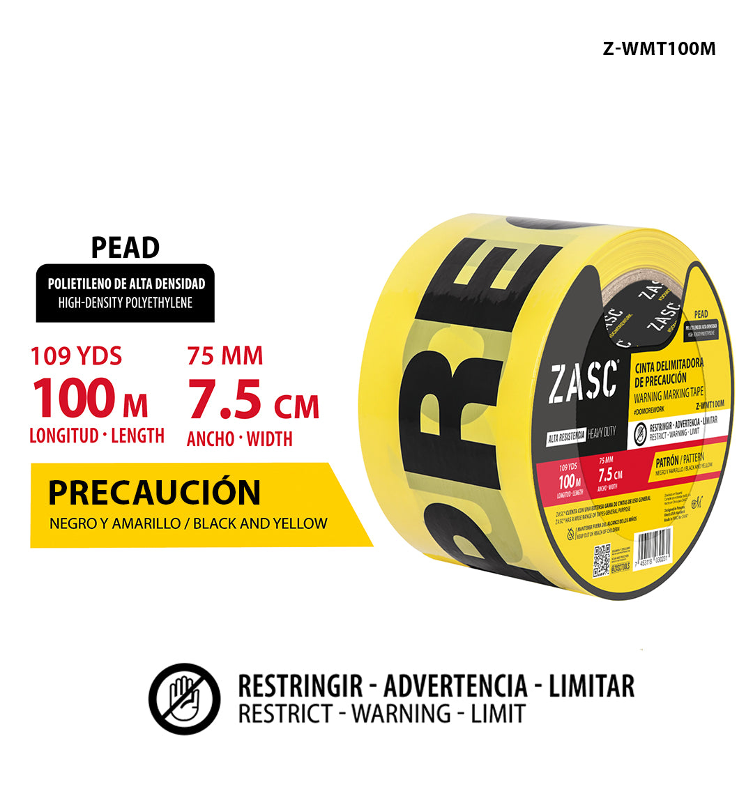 Cinta Delimitadora de Precaución ZASC / Z-WMT100M